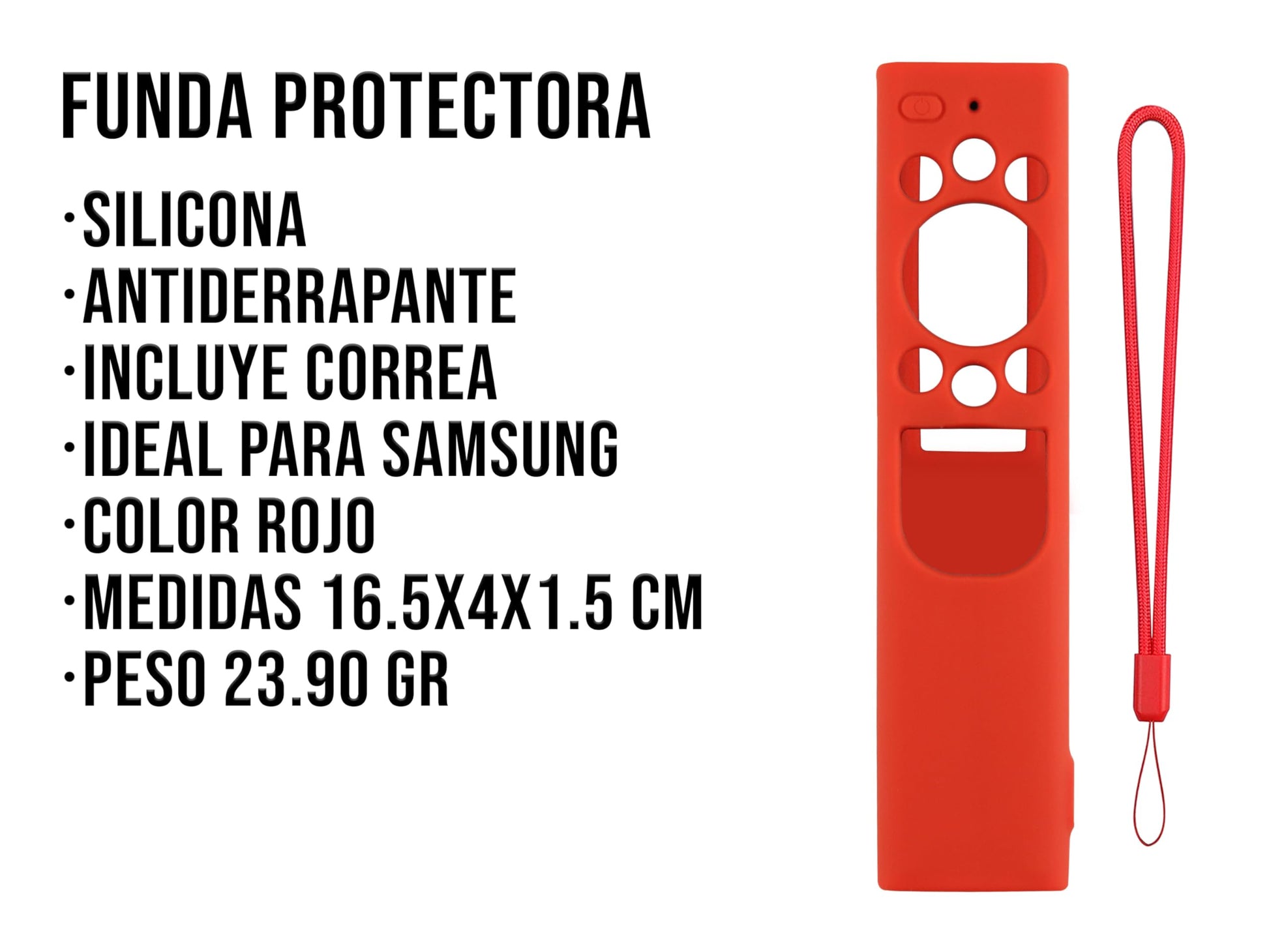 CONTROL EXPERT Funda para Control Samsung 4k Case Panel Solar Smart TV Pantalla Bn59-01363a, Bn59-01385d, Bn59-01357a Silicon Protector (Rojo)