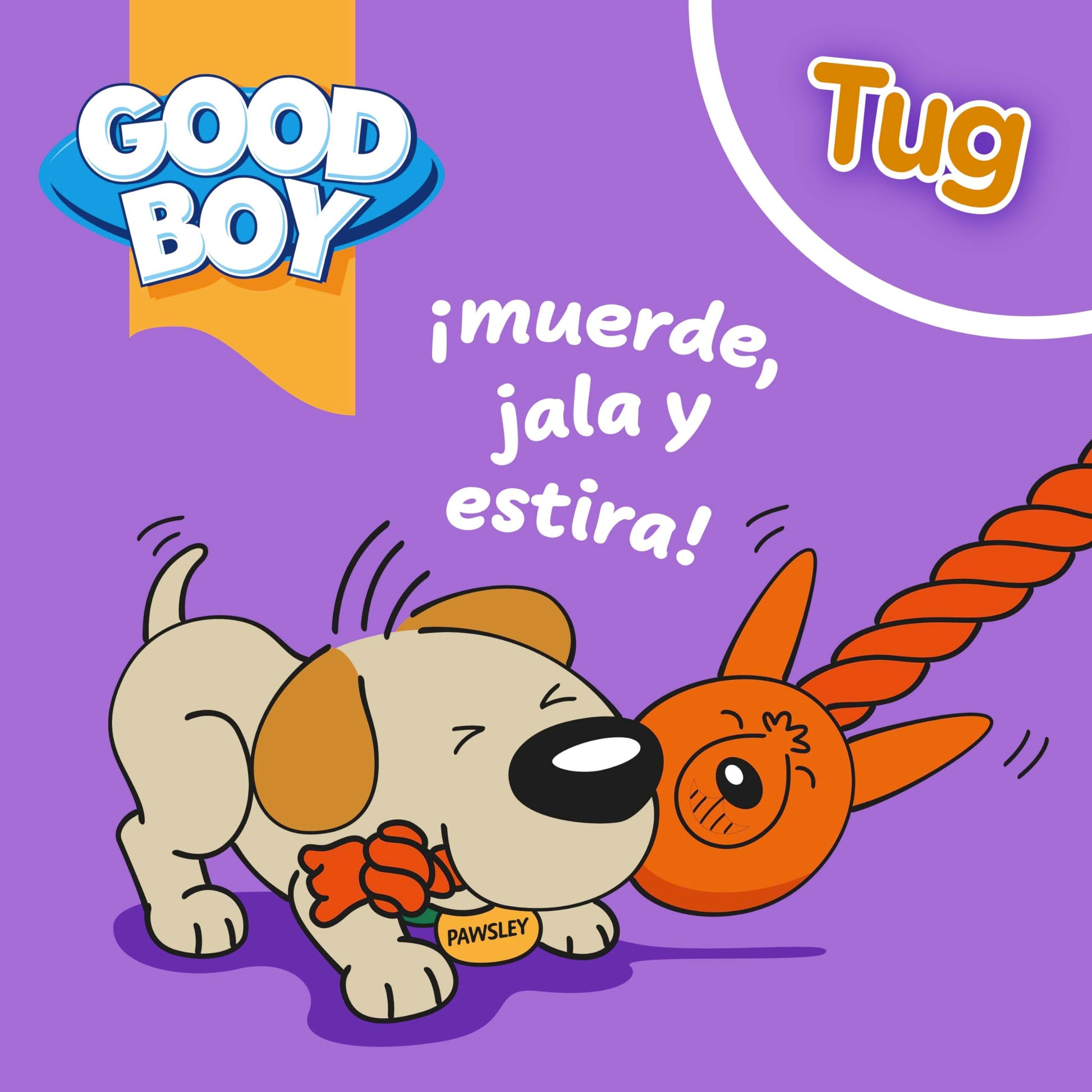 Good Boy - Juguete para Perro con Cuerda para Jalar - Juguete Interactivo muerde jala y estira - Juguete Suave para Perro - Juguete de Material Resistente