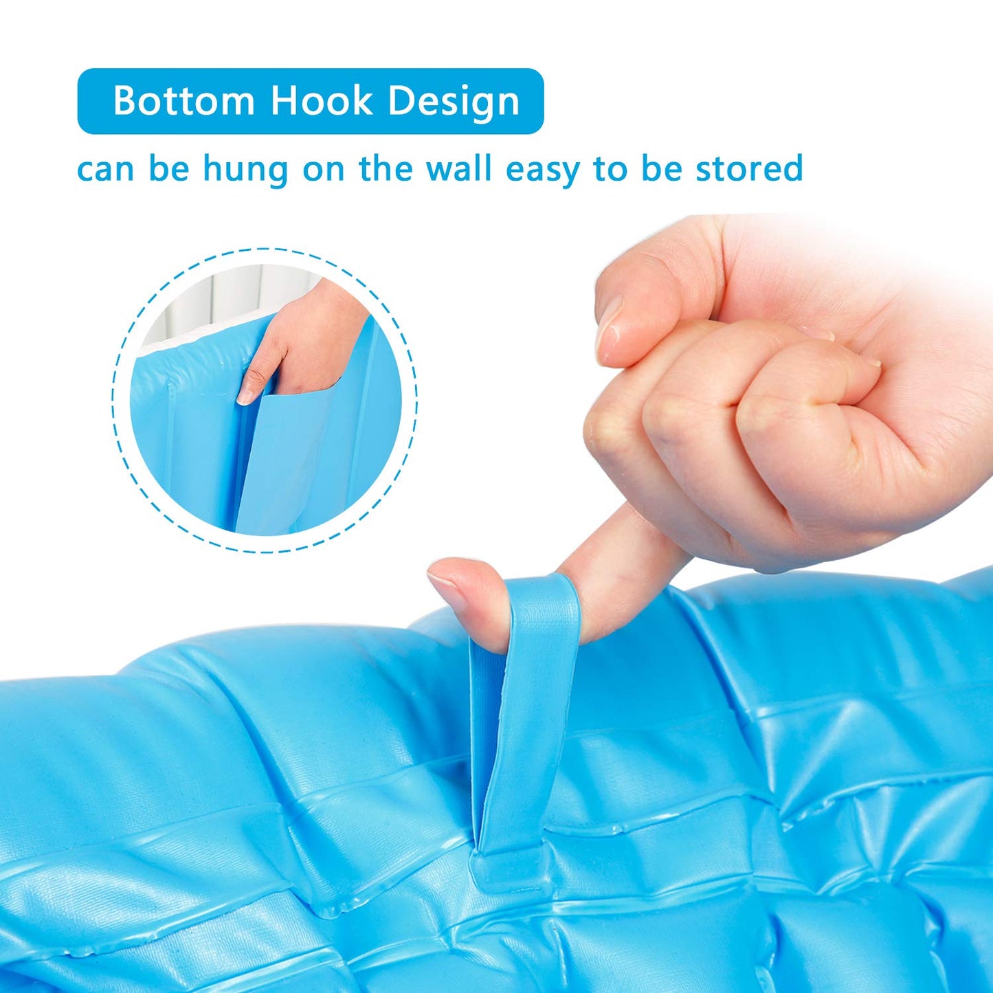 Tina inflable para bebé, tina de viaje antideslizante portátil para niños pequeños, alberca gruesa plegable para baño con bomba de aire, azul