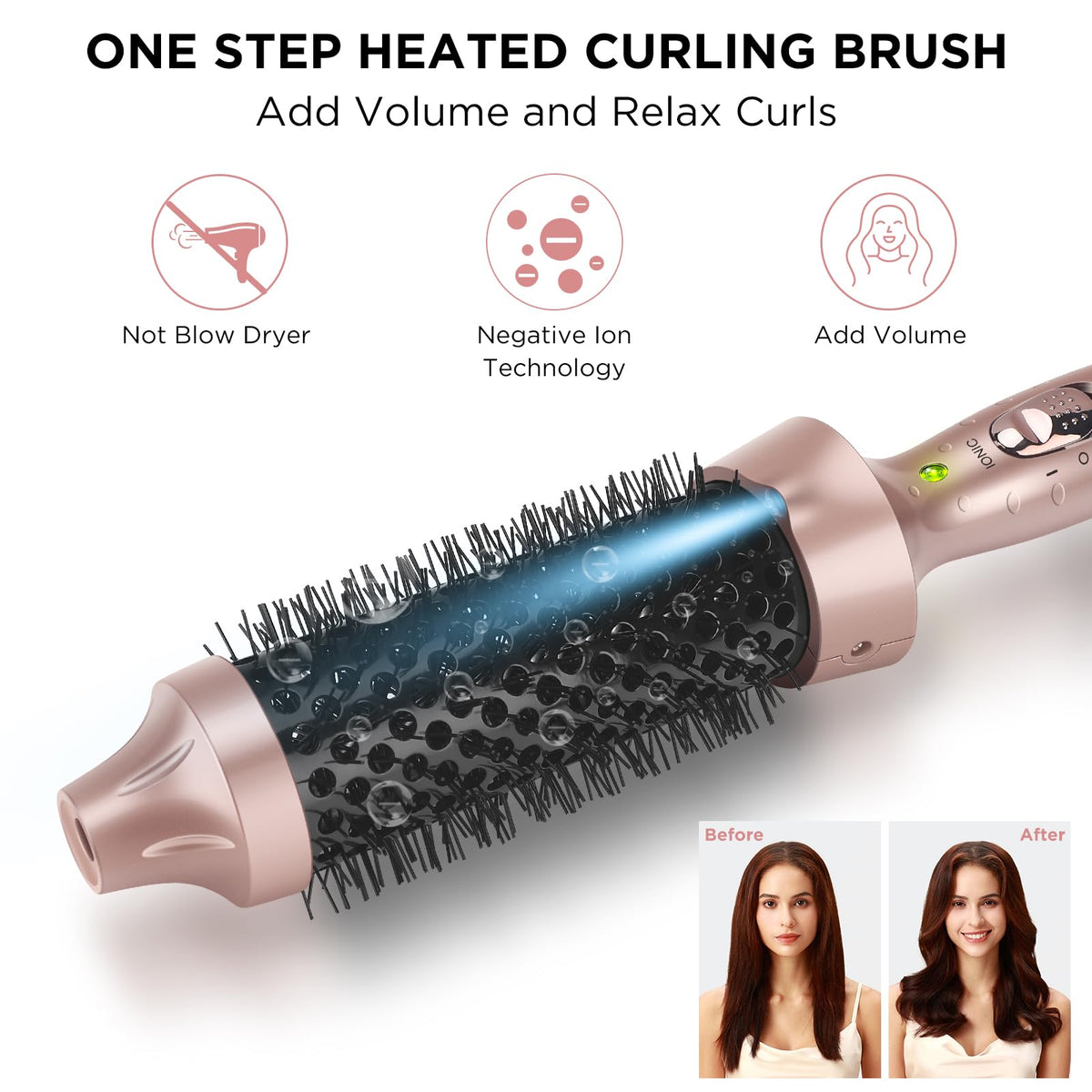 Cepillo Térmico Aima Beauty 1,3 Pulgadas Doble Voltaje Calentamiento Rápido 30 Segundos