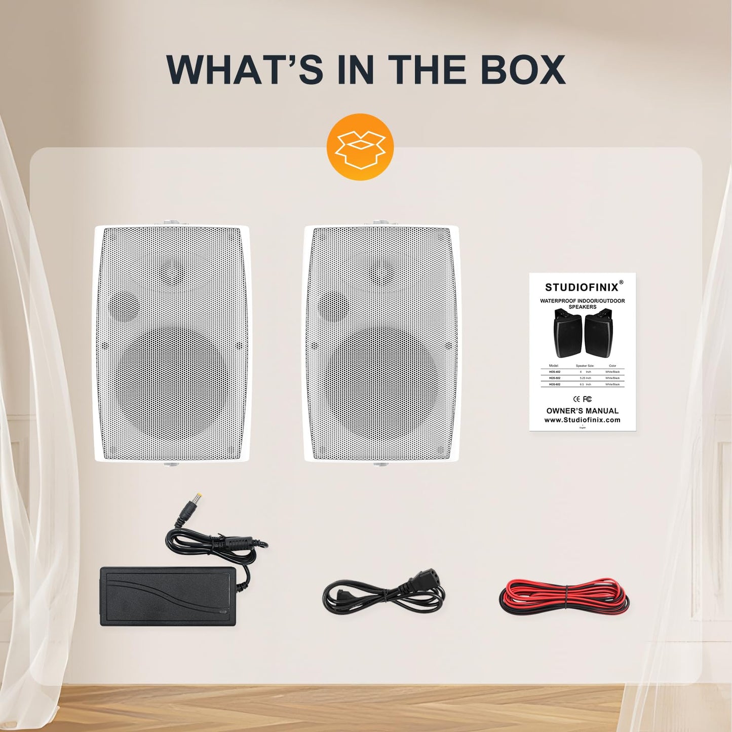 STUDIOFINIX - Altavoces Bluetooth para exteriores de 6.5 pulgadas, 400 W, impermeables, con cable, sistema de altavoces impermeables de montaje en pared para patio, hogar, junto a la piscina, terraza