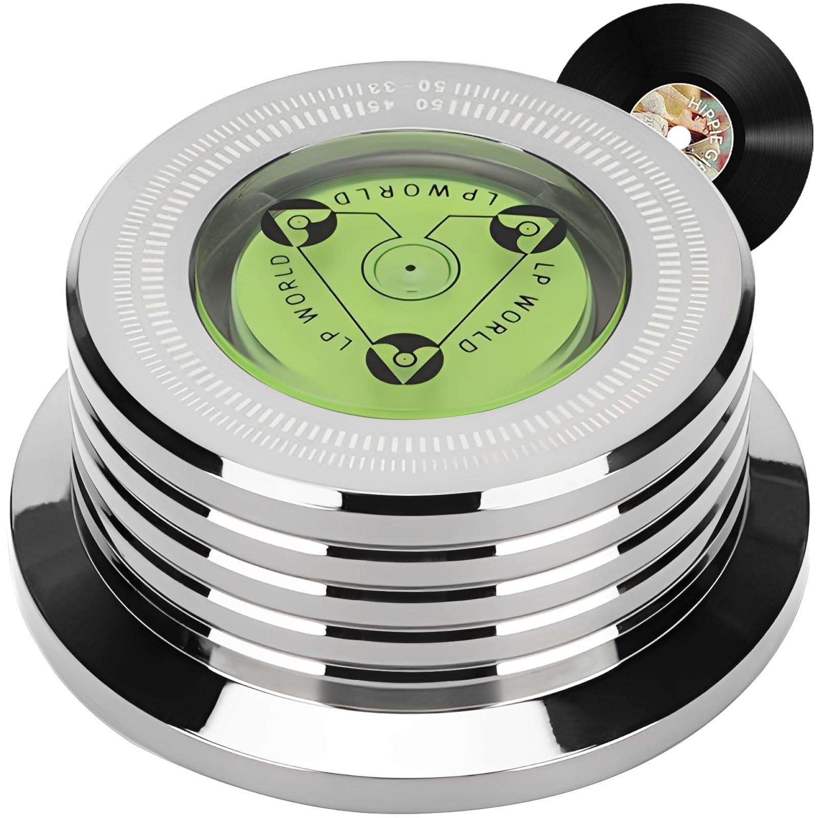 Estabilizador de Discos de Vinilo UTHBVSVK Aluminio con Nivelación de Burbujas y Medición de Velocidad