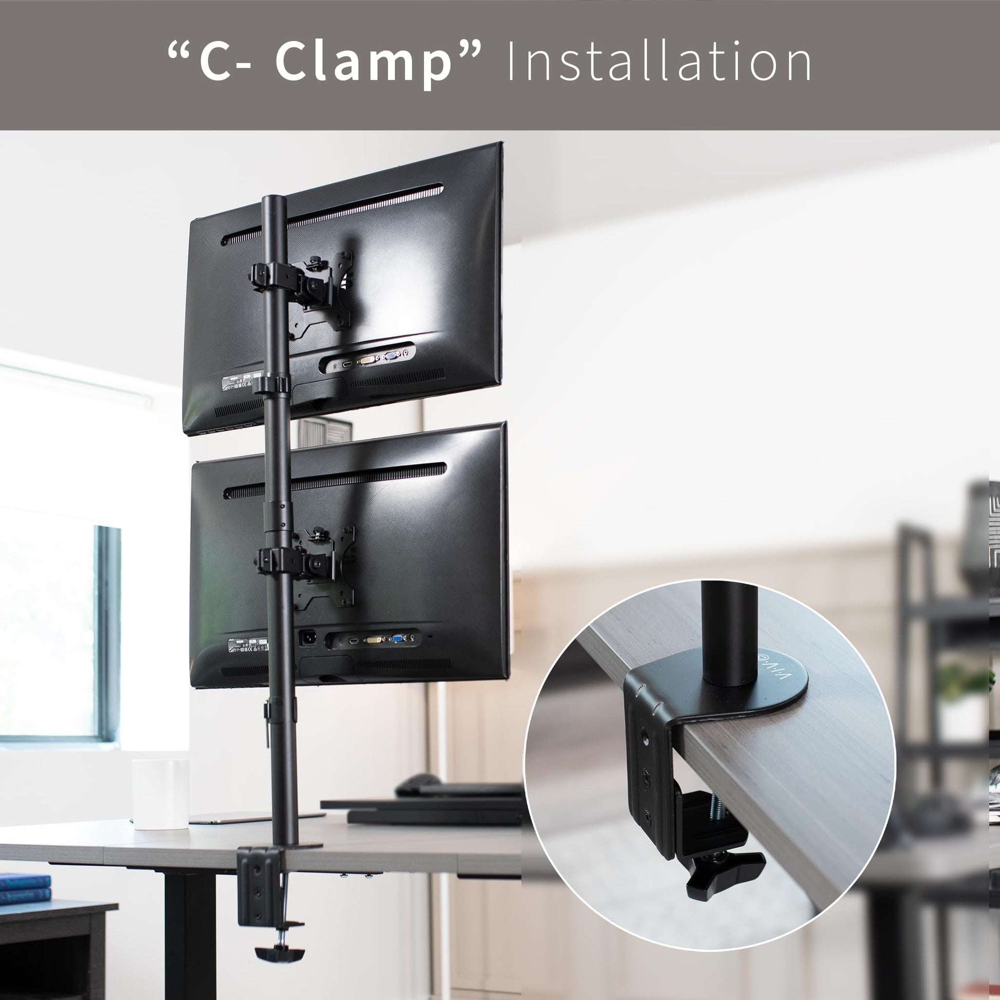 Soporte de Computadora VIVO Negro Ajustable Extra Alto para Monitor Vertical 34 Pulgadas