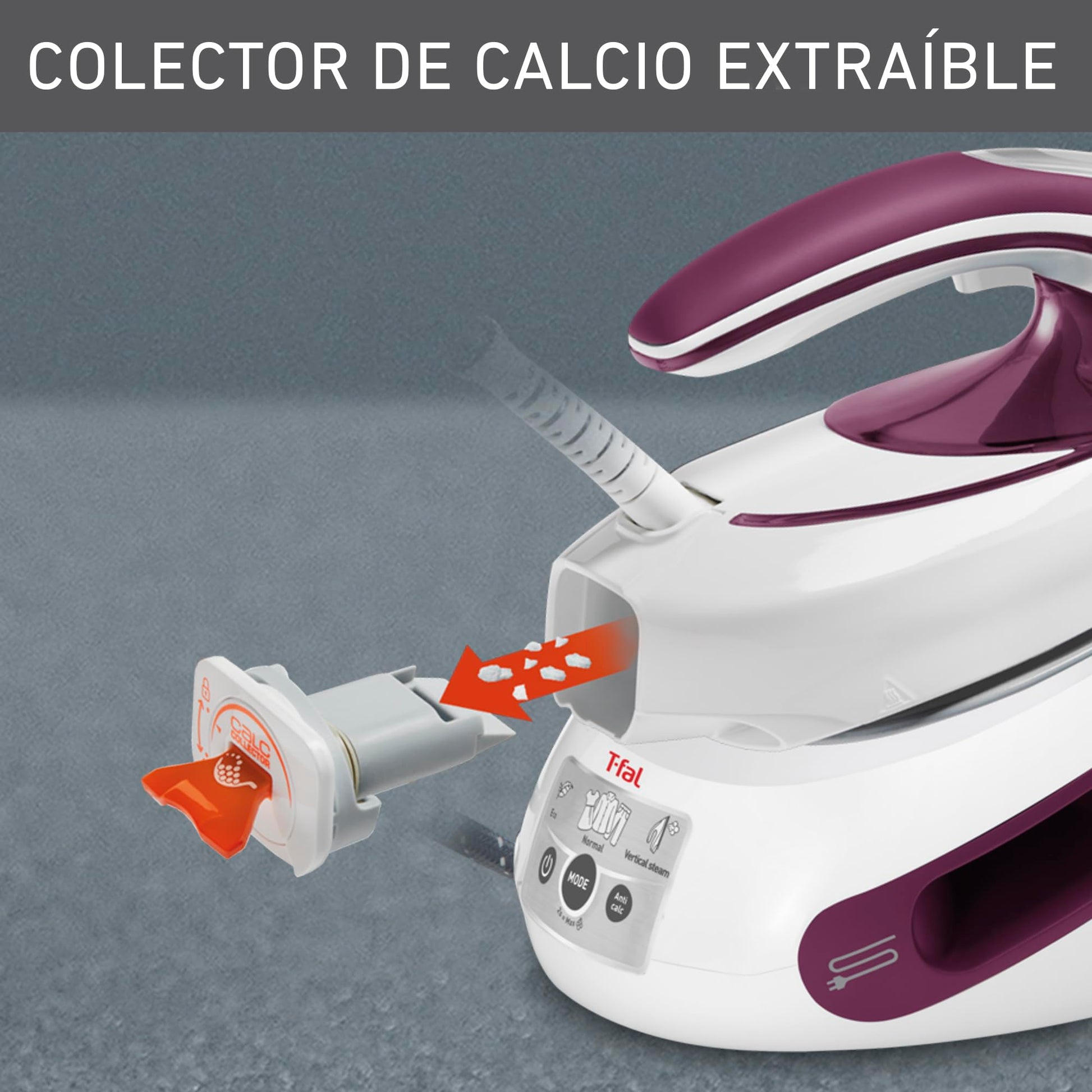 Central de Vapor T-Fal Express Blanca/Morada, Suela Durilium AirGlide, Plancha tu ropa facil y rapido, Depósito de 1.8 L, SV8031X0