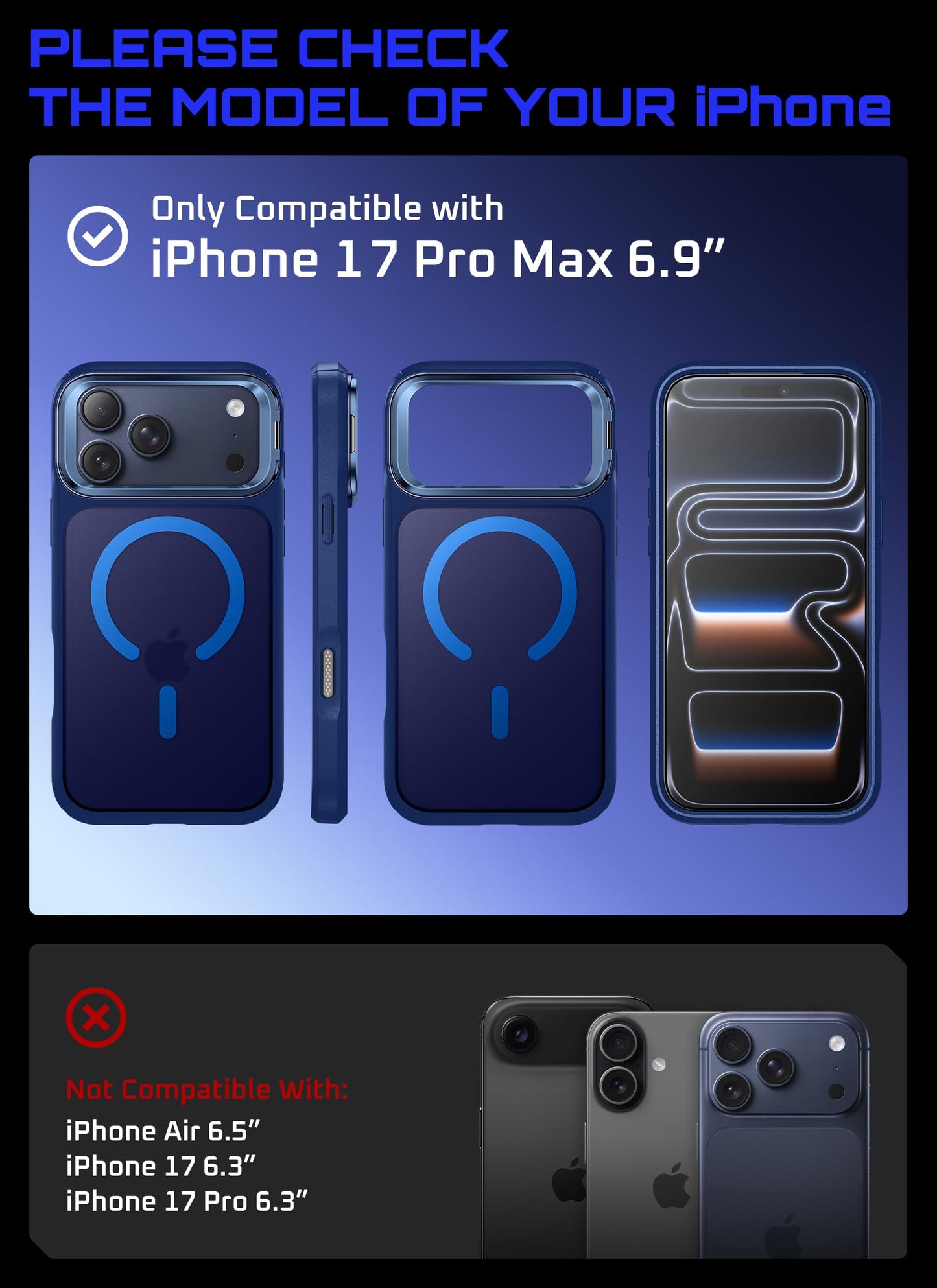 SUPCASE Funda Magnética para iPhone 17 Pro MAX Case Compatible con MagSafe [Unicorn Beetle mag] Resistente Carcasa Delgada Translúcida Mate para iPhone 17 Pro MAX - Azul