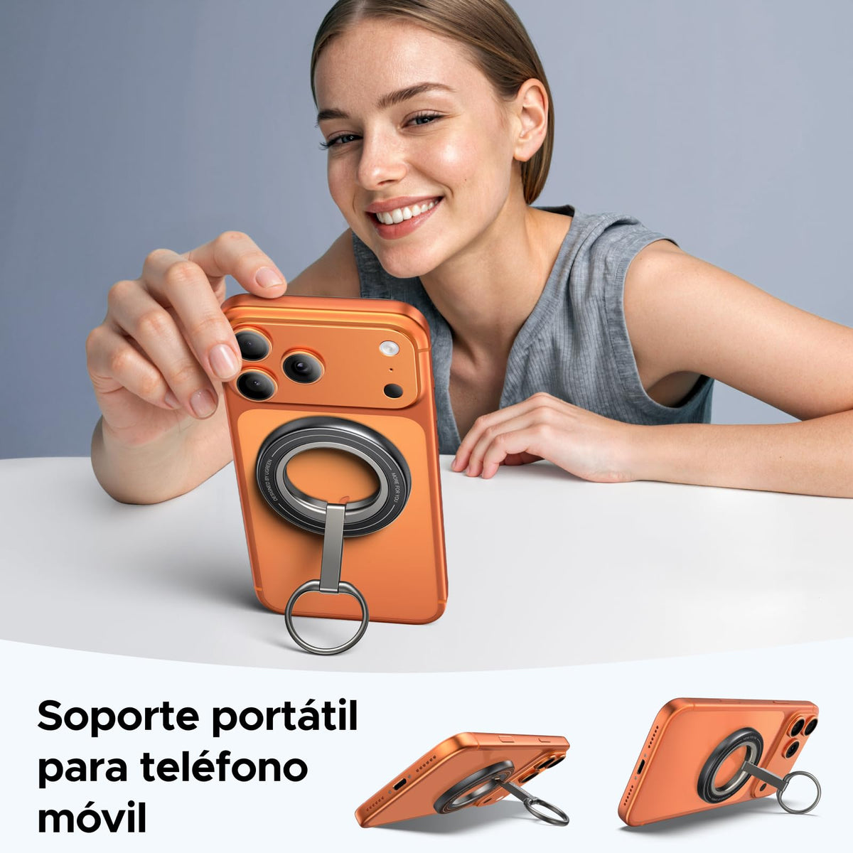 Soporte Magnético UGREEN Plata con Anillo de Doble Cara para Celular