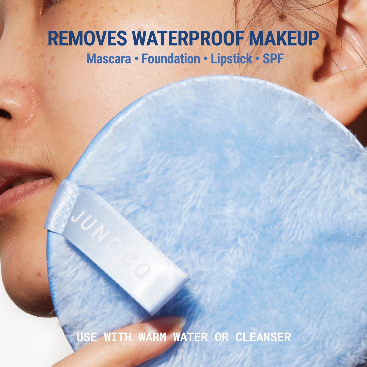 JUNO & Co. Discos desmaquillantes reutilizables y lavables para la limpieza facial (paquete de 5, color azul)