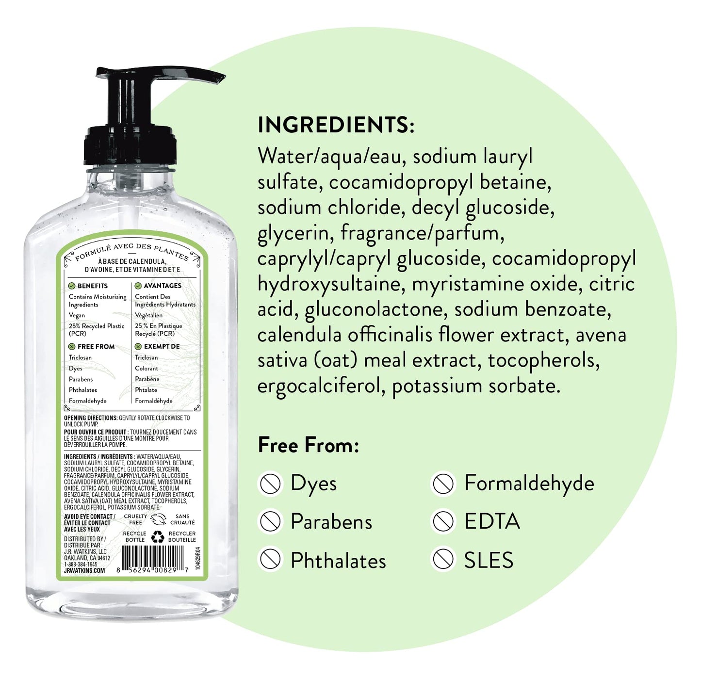J.R. Watkins Natural Liquid Hand Soap, Aloe & Green Tea, 11 Ounce (Pack of 6)