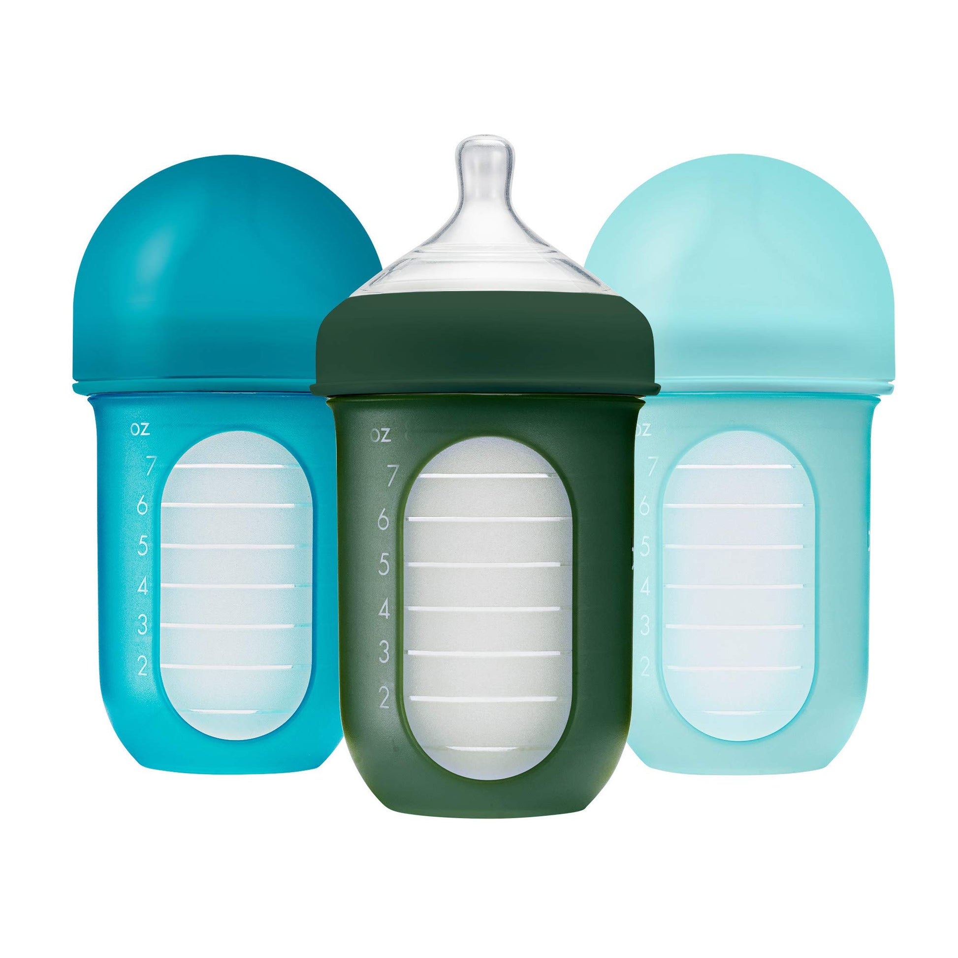 Boon NURSH SILICONE POUCH BOTTLE 8oz 3pk - Blue Multi