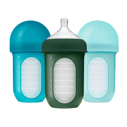 Boon NURSH SILICONE POUCH BOTTLE 8oz 3pk - Blue Multi