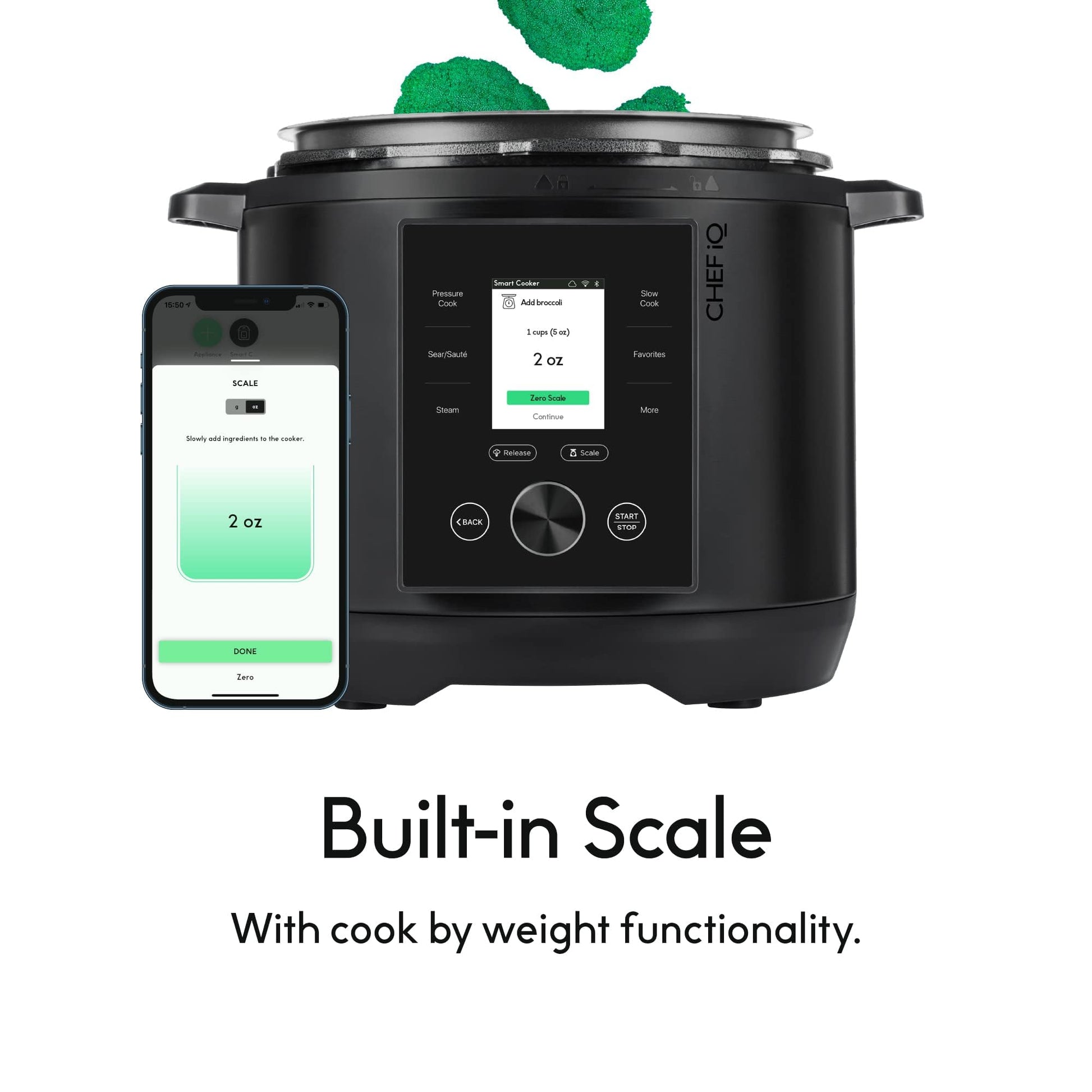 CHEF iQ La olla a presión más inteligente del mundo de CHEF iQ, se combina con la aplicación a través de WiFi para comidas en una báscula integrada instantánea y liberación automática de vapor, multifuncional