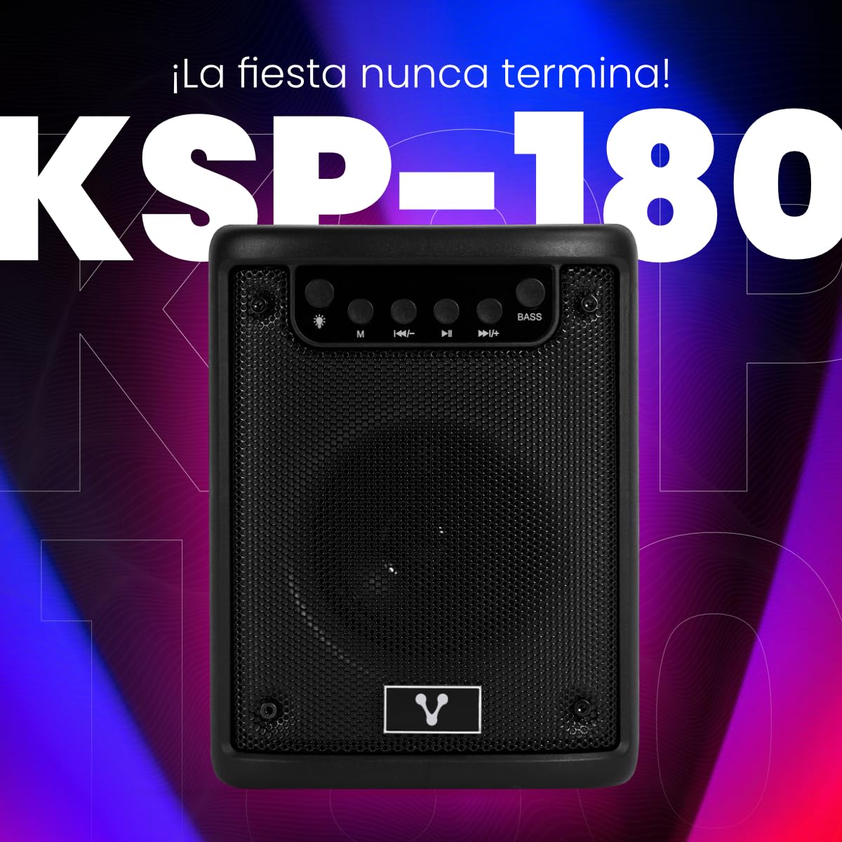 Bocina Karaoke Vorago KSP-180 Inalámbrica Iluminación RGB Portátil Bluetooth 5.3