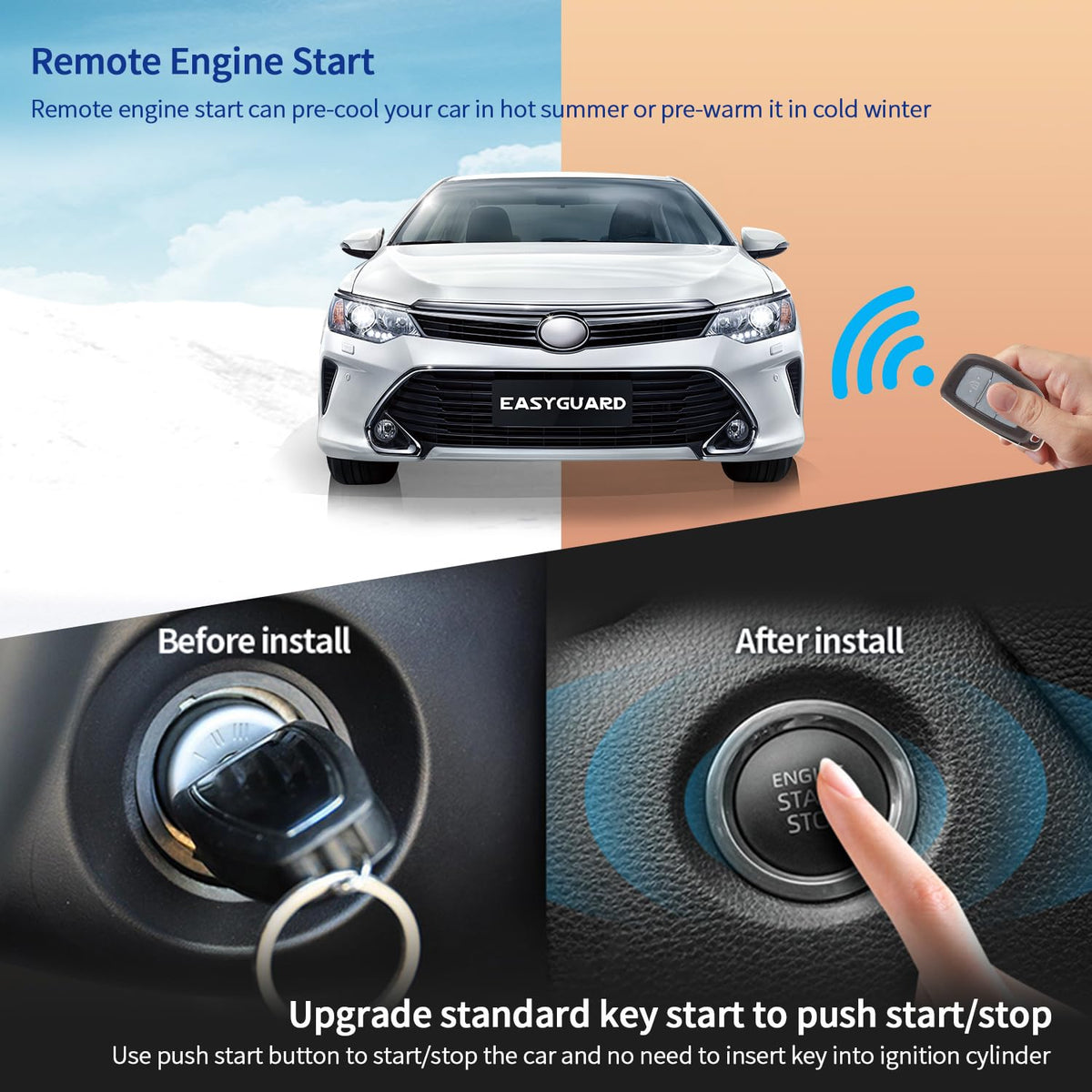 Sistema de Alarma para Coche Easyguard EC002-HY Entrada Pasiva sin Llave y Arranque Remoto