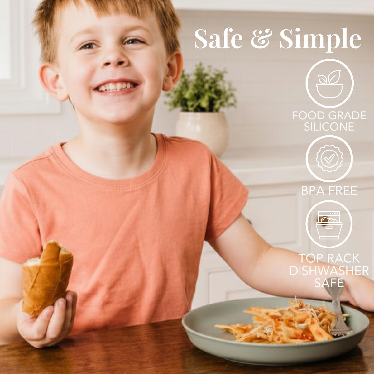 WeeSprout Platos para bebés y niños pequeños con tapas, platos de silicona 100% de grado alimenticio, tapas de plástico duro de alta calidad, diseño irrompible, aptos para microondas y lavaplatos, paquete de 3
