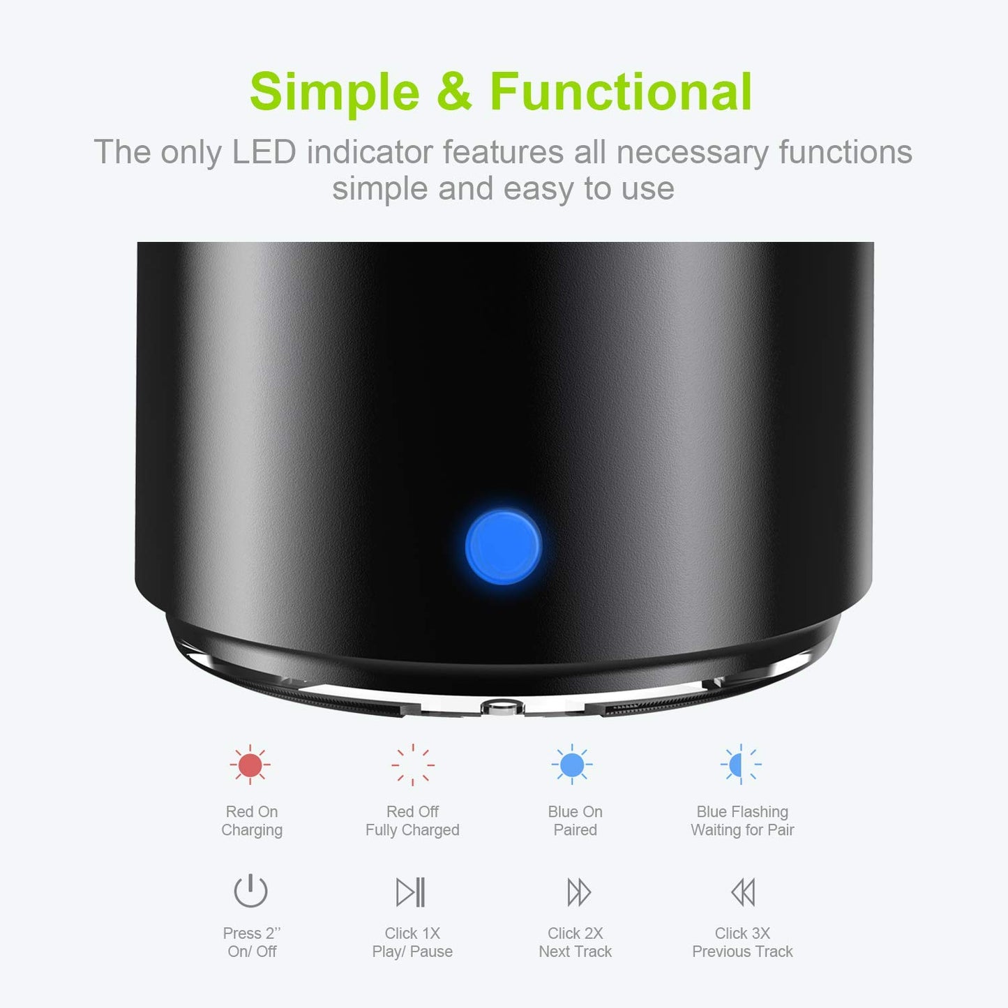Con Estuche de Transporte, EWA Mini Bocina Bluetooth 5.0 portátil Altavoz Inalámbrico con Extra Bass, Impermeable IP67, con 12 Horas de Reproducción Perfecto para Lectura Senderismo Playa y Viajes (Negro)
