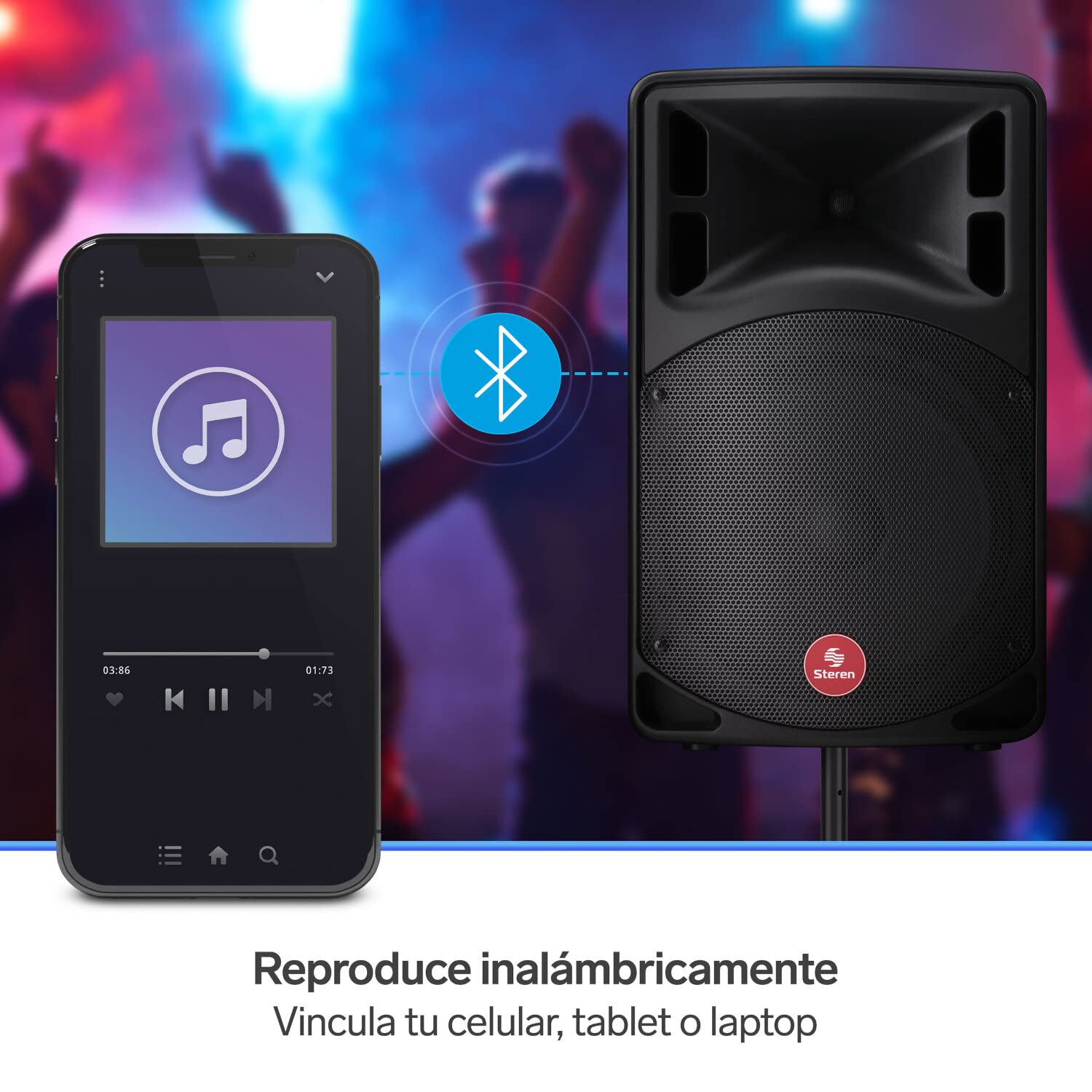 Steren BAF-1245BT Bafle Pro Bluetooth de 12" y SD