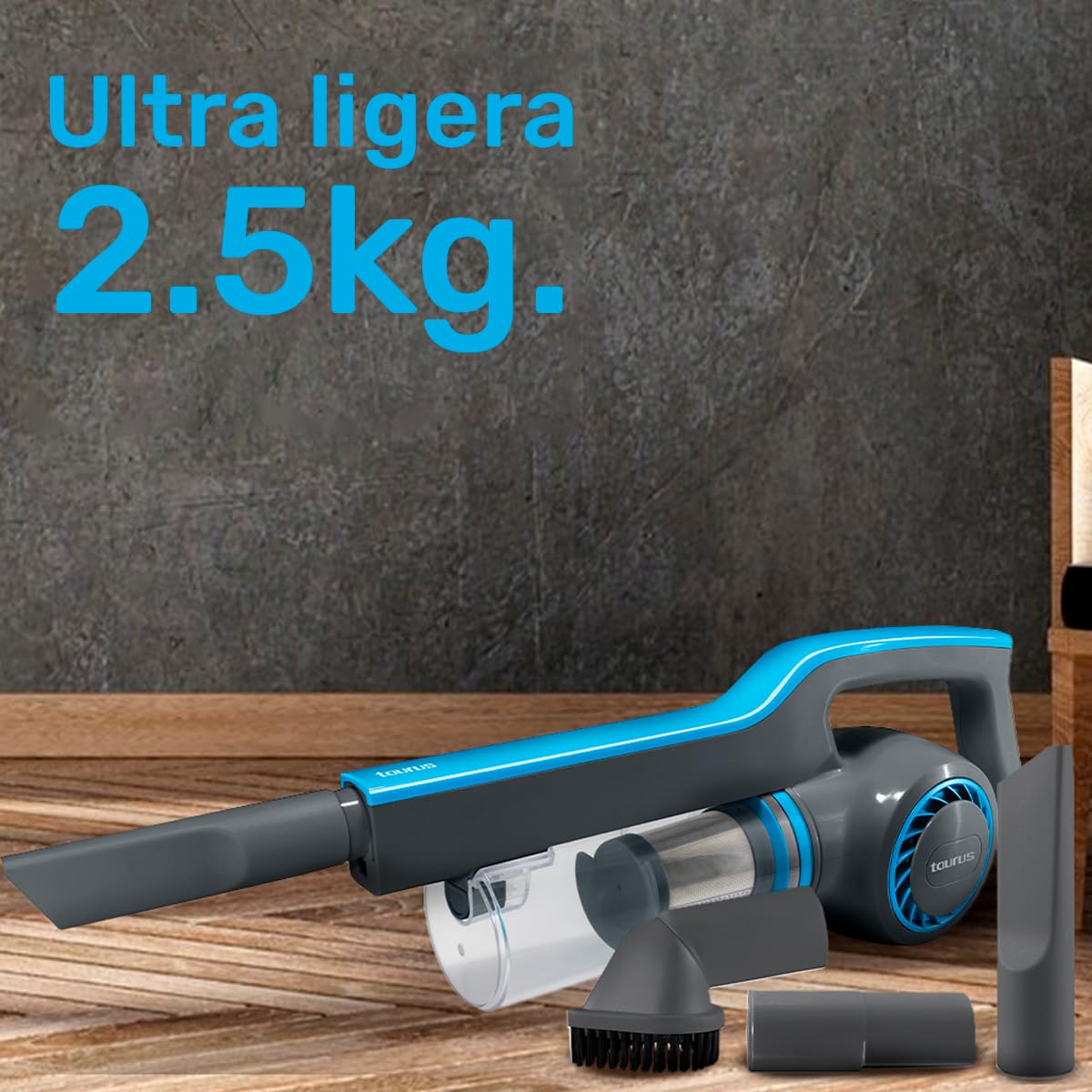 Taurus Liberty | Aspiradora Ciclónica 3 en 1 | Escoba + Mano + Esquinero | Filtro HEPA | Ultra Ligera 2.5 kg | 6 m de Cable | Limpieza Profunda sin Esfuerzo