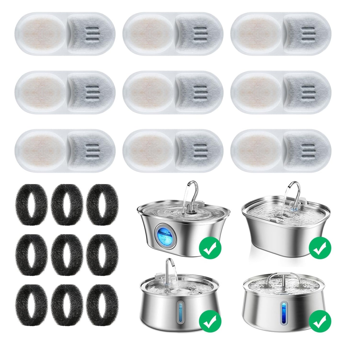HICC PULE 9 paquetes de filtros de repuesto para fuente de agua para gatos