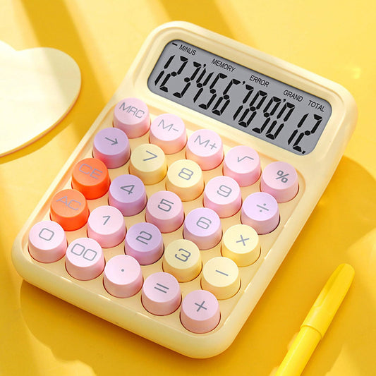 Calculadora Electrónica de Colores, Calculadora a Prueba de Salpicaduras, Conveniente para Uso Escolar y Doméstico (Amarillo)