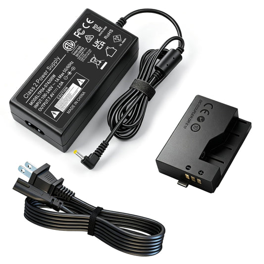 ACK-E10 DR-E10 Kit de adaptador de corriente CA y acoplador DC de repuesto para batería LP-E10 y cargador LC-E10 para cámaras Canon EOS Rebel T3 T5 T6 T7 T100, Kiss X50 X70, EOS 1100D 1200D 1300D