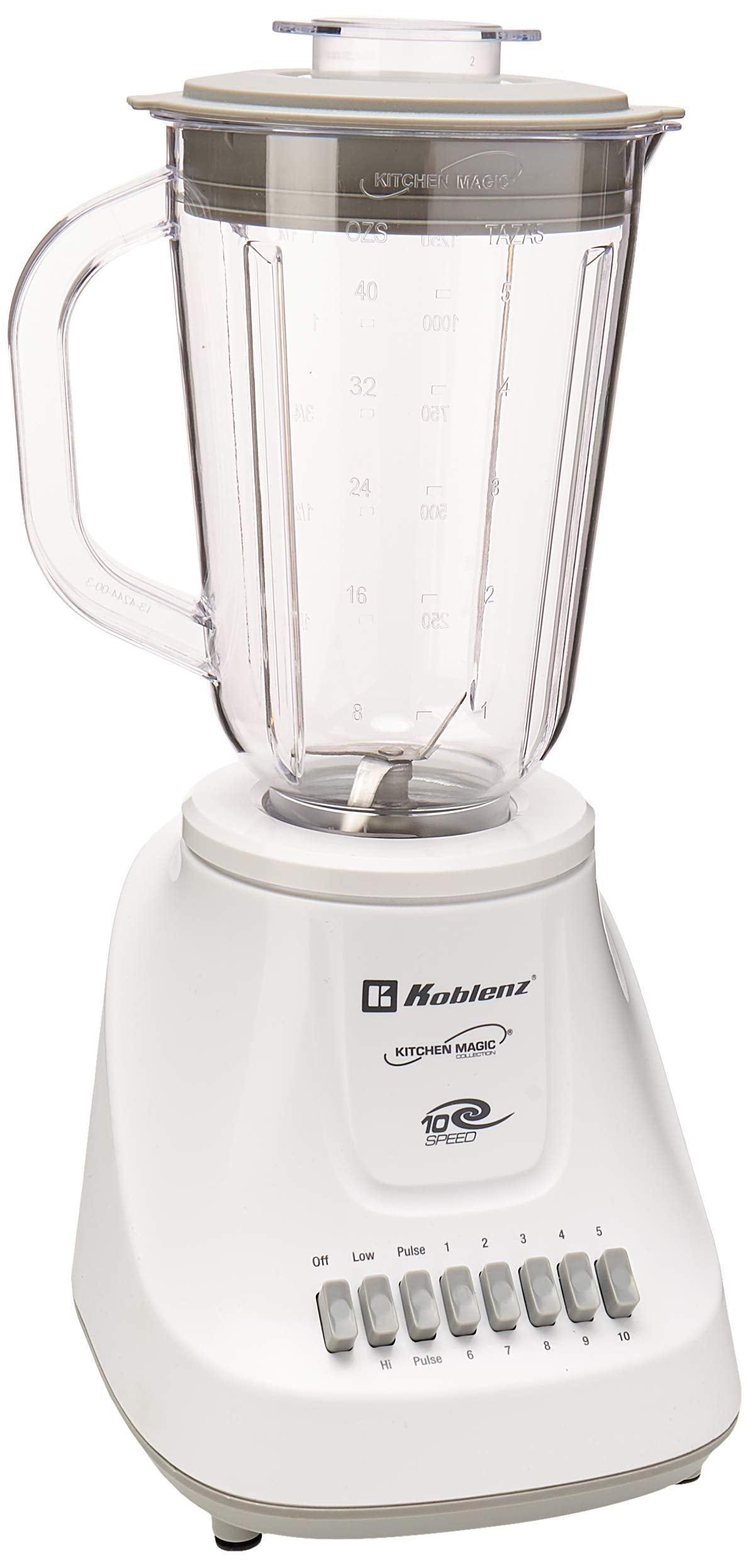 Licuadora Koblenz Deli con Vaso de Plástico de 1.25 L, 10 Velocidades y Función de Pulso de 2 Niveles, 4 Cuchillas de Ultra-duración, Tritura Hielo, Malteadas, Purés, 500 W (LKM-5510 PB)