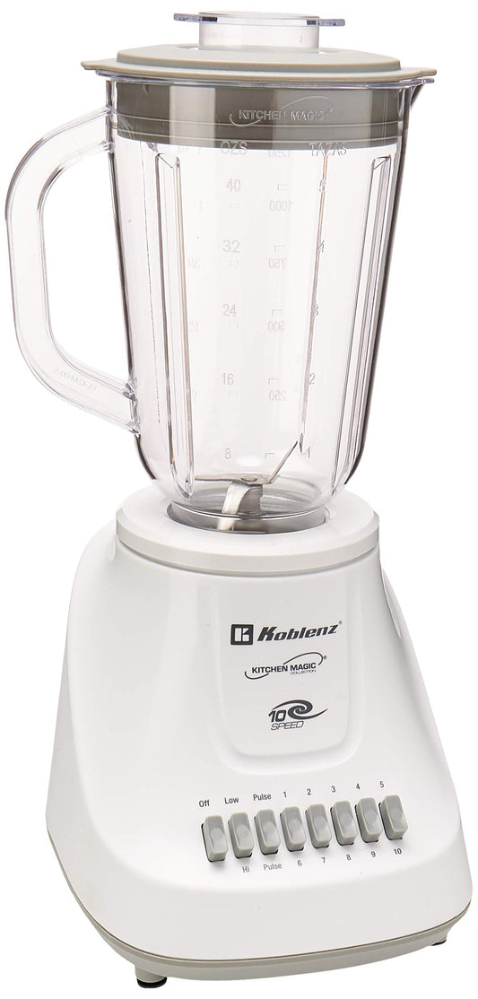 Licuadora Koblenz Deli con Vaso de Plástico de 1.25 L, 10 Velocidades y Función de Pulso de 2 Niveles, 4 Cuchillas de Ultra-duración, Tritura Hielo, Malteadas, Purés, 500 W (LKM-5510 PB)