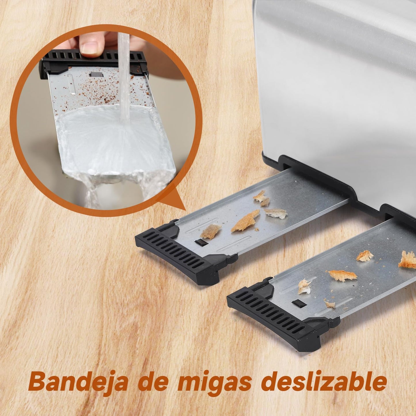 Aigostar Tostadora de Acero Inoxidable, 4 Rebanadas, Ranuras Extra Anchas, 6 Niveles de Tostado, Funciones de Cancelación/Descongelación/Recalentamiento/Bagel, Bandeja de Migas Extraíble
