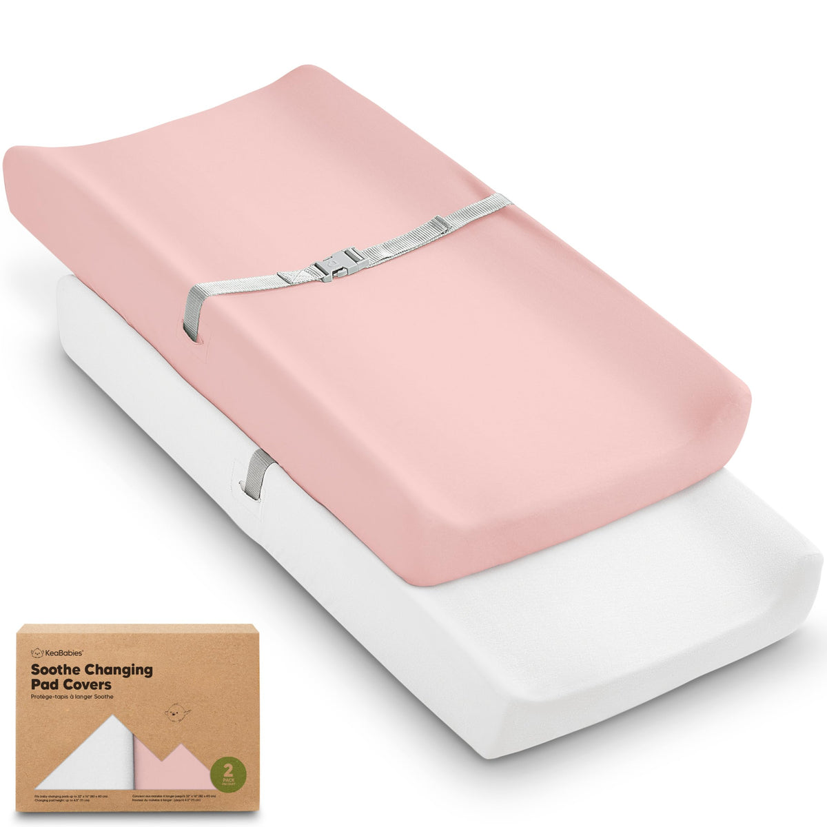 Paquete de 2 fundas orgánicas para cambiador para niña, niño, neutro, 100% algodón, funda suave para cambiador de pañales, sábanas para cambiador de pañales, forro de cambiador de contorno, funda para