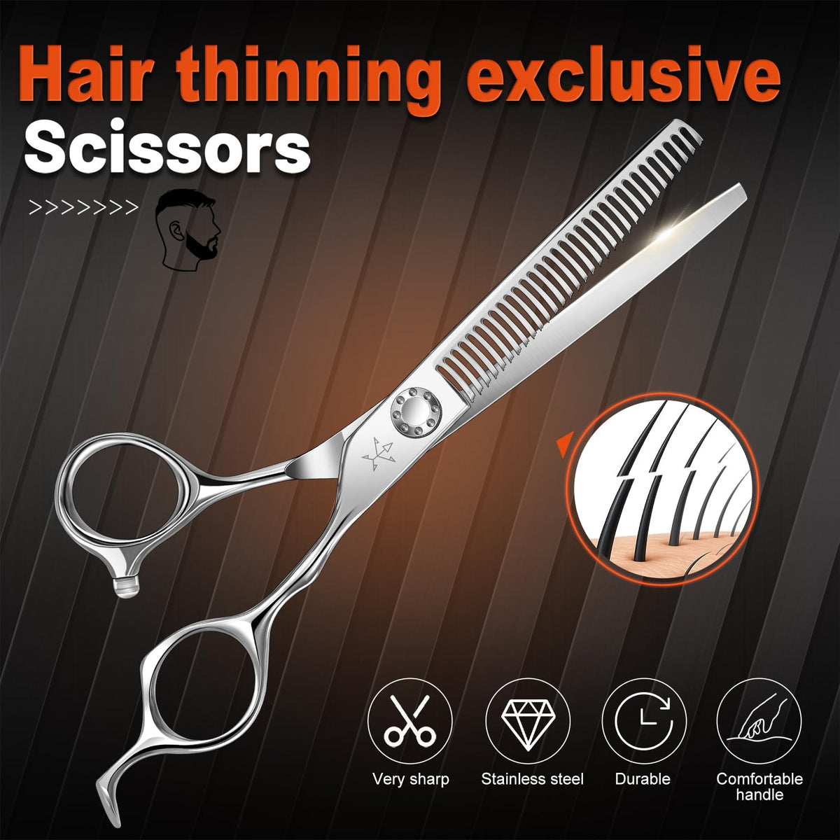 Fengliren Tijeras profesionales de alta gama para adelgazar el cabello, tijeras de corte de dientes, tijeras de peluquería texturizadoras extremadamente afiladas de aleación de acero inoxidable de 6.5