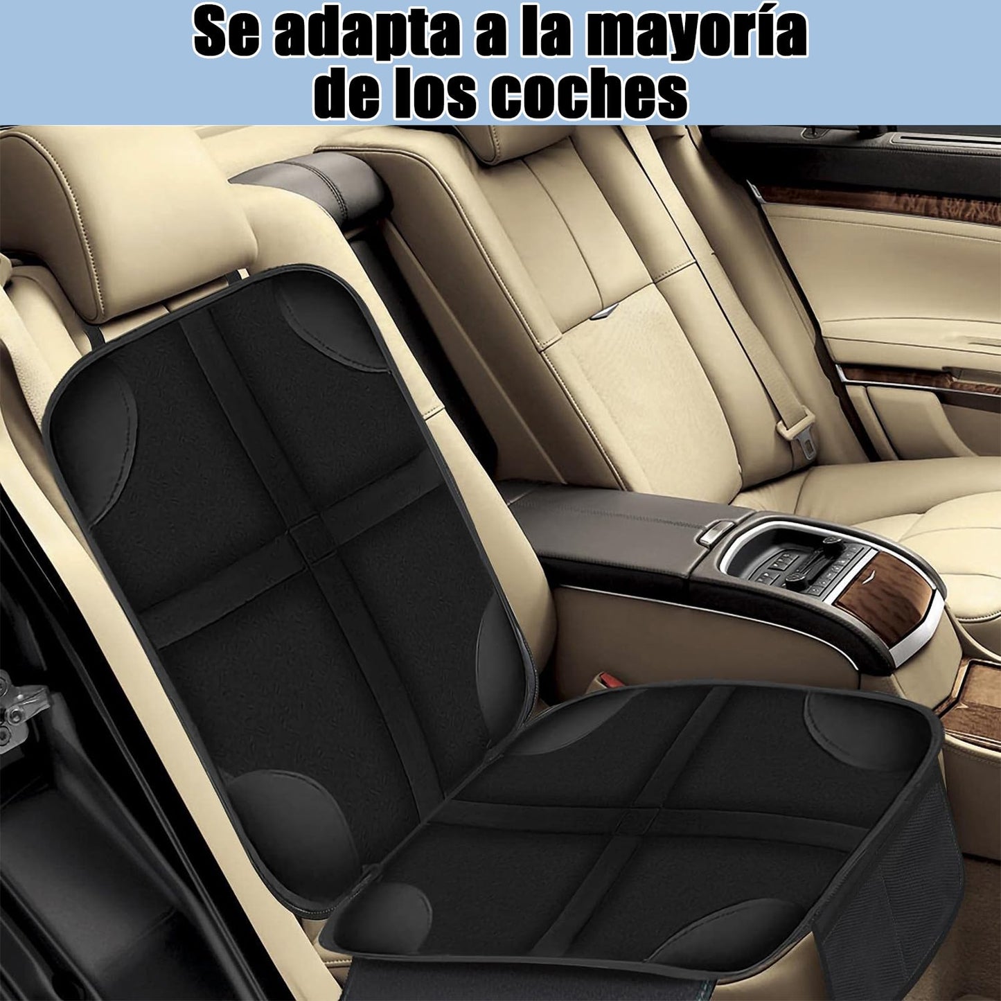 PZIOIU 2 Pieza Protector de Asiento de Coche, Protector de Seguridad de Asiento Infantil，con Dos Bolsas de Almacenamiento，Antiincrustante, fácil de Limpiar，Adecuado para automóviles, SUV, Camiones