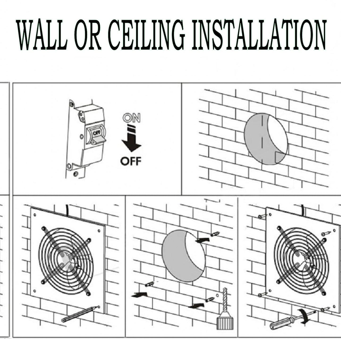 Aydomer - Ventilador de escape de 8 pulgadas montado en la pared, ventilador de ventilación de cochera de 500 CFM, ventilador de extracción de sótano con amortiguador de retroceso para uso comercial