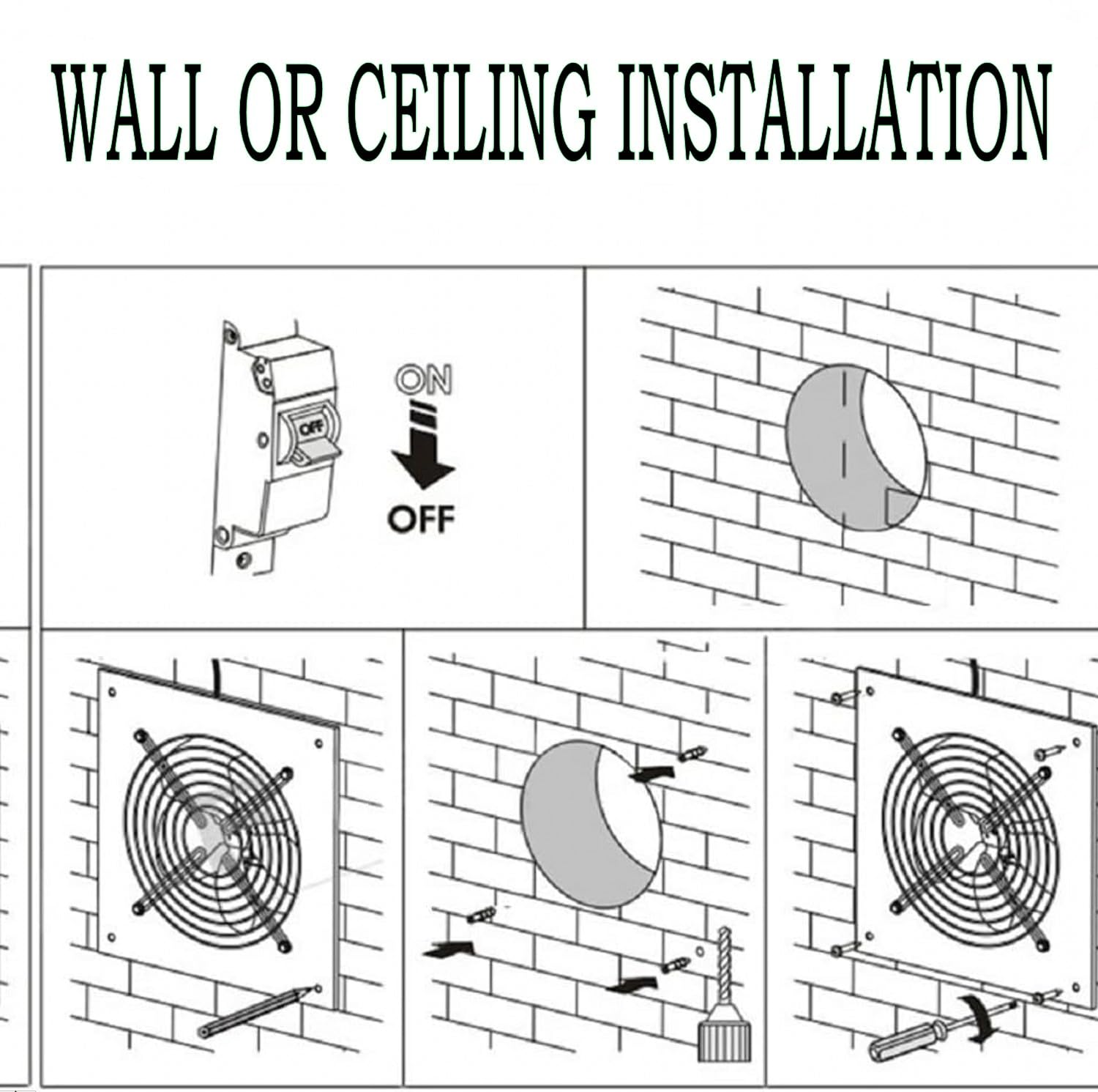Aydomer - Ventilador de escape de 8 pulgadas montado en la pared, ventilador de ventilación de cochera de 500 CFM, ventilador de extracción de sótano con amortiguador de retroceso para uso comercial