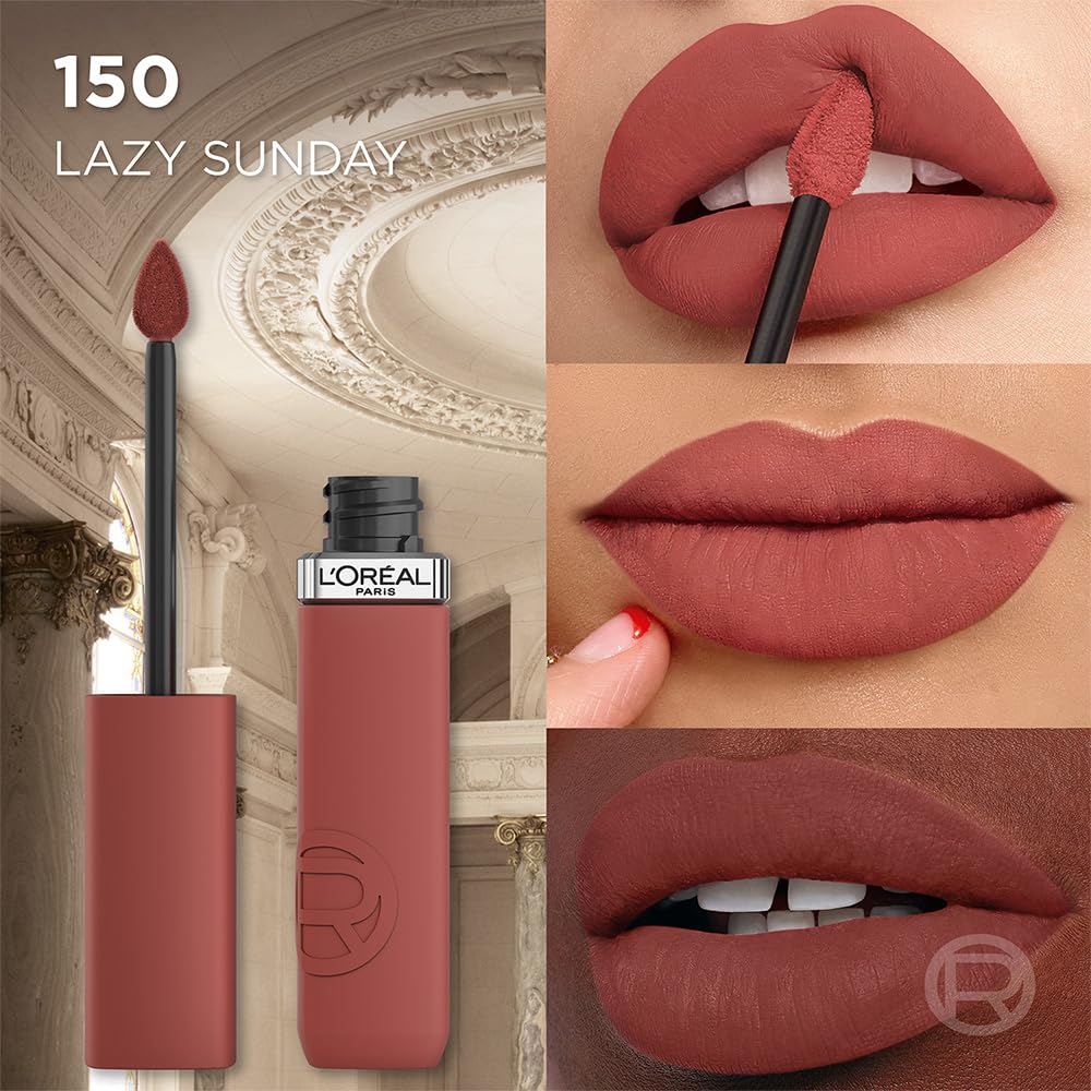 L'Oréal Paris, Infallible Le Matte Resistance, Labial Líquido Mate Larga Duración 16hr, Color Intenso con Ácido Hialurónico, Tono Lazy Sunday 150, 5ml