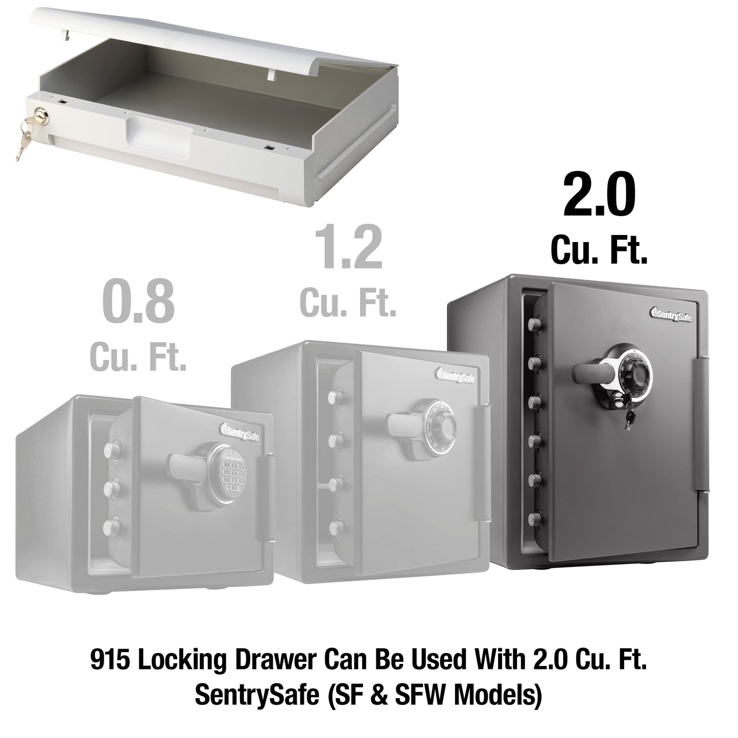 Cajón de Plástico SentrySafe Blanco con Bloqueo para Cajas Fuertes Ignífugas e Impermeables 1.6 y 2.0 Pies Cúbicos
