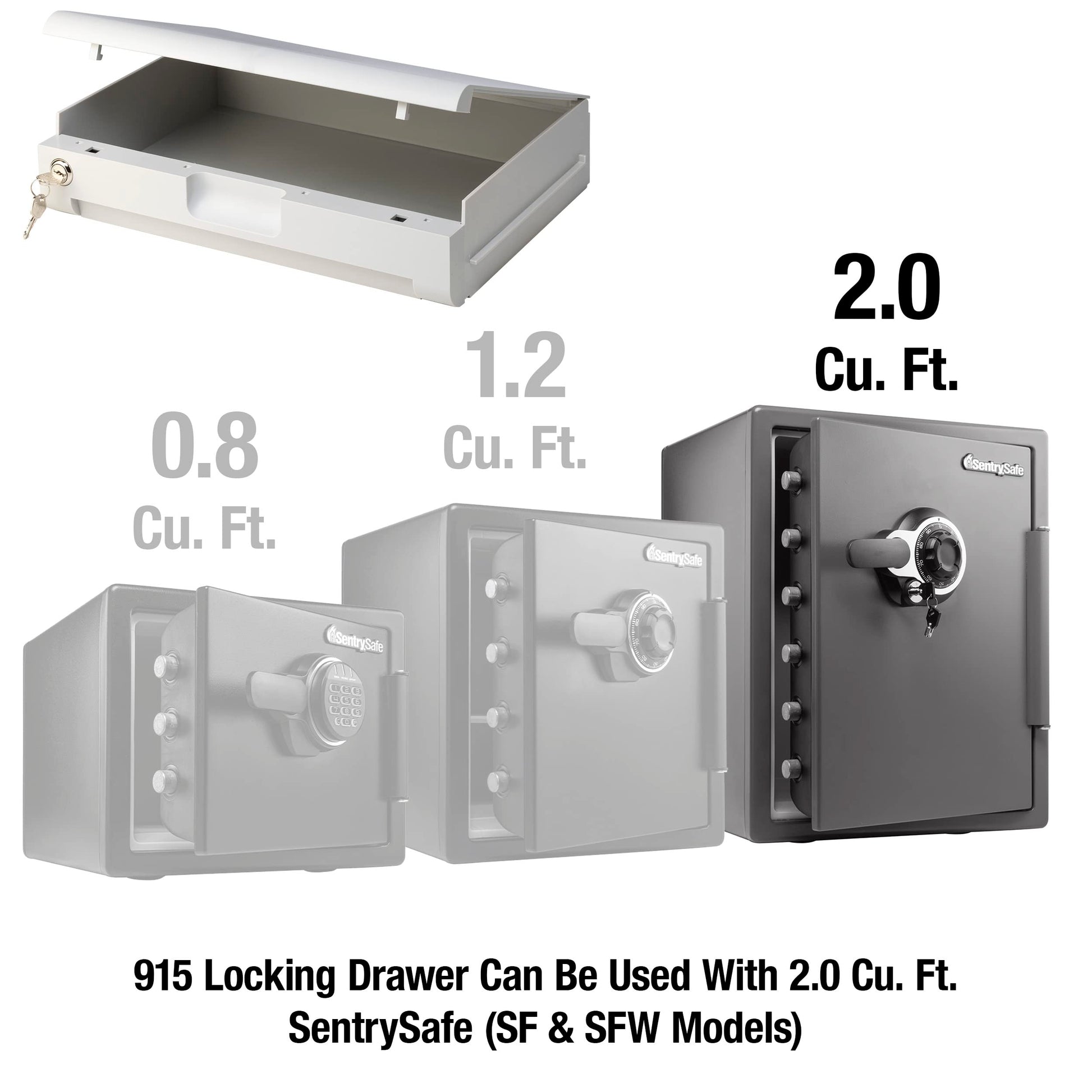Cajón de Plástico SentrySafe Blanco con Bloqueo para Cajas Fuertes Ignífugas e Impermeables 1.6 y 2.0 Pies Cúbicos