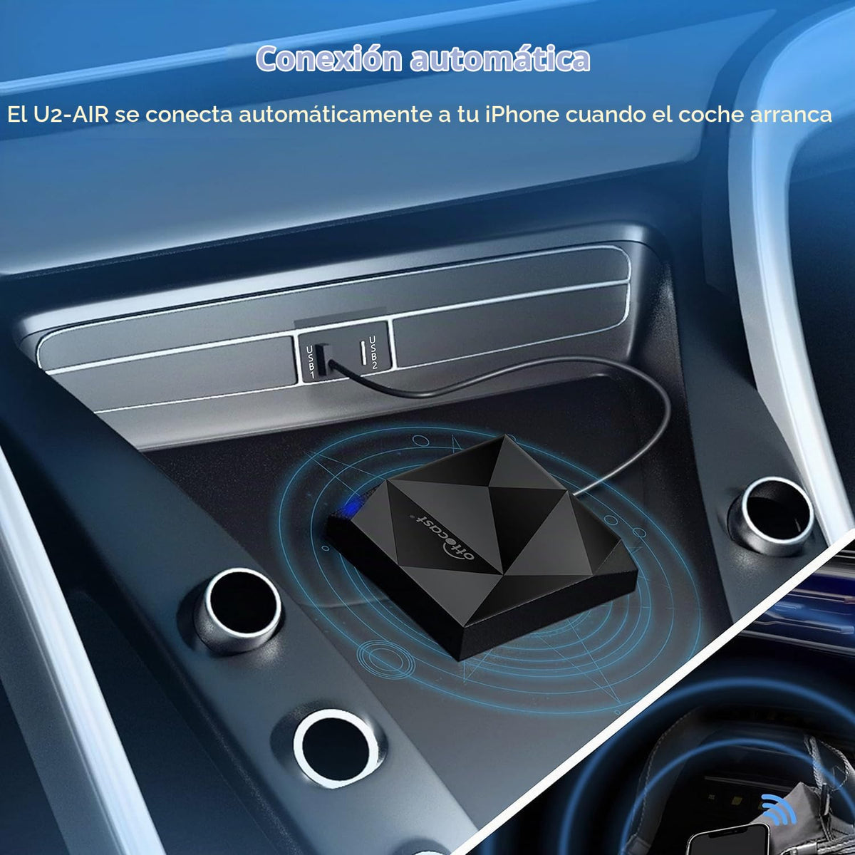 Adaptador inalámbrico CarPlay OTTOCAST U2-Air 2024 5Ghz WiFi Auto Connect para iPhone y OEM