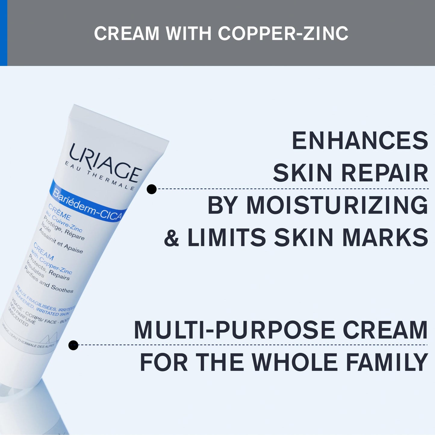 Crema Reparadora Uriage Bariederm-Cica 40ml cobre-zinc y D-pantenol para pieles dañadas