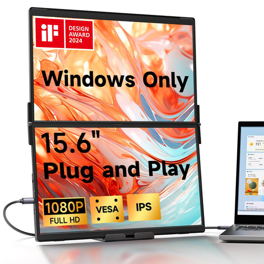 Monitor Portátil IPS JSAUX FlipGo Lite 15.6 Pulgadas Doble Apilado 1080P FHD con Hub Incorporado Diseño Magnético Cable Único para Configuración