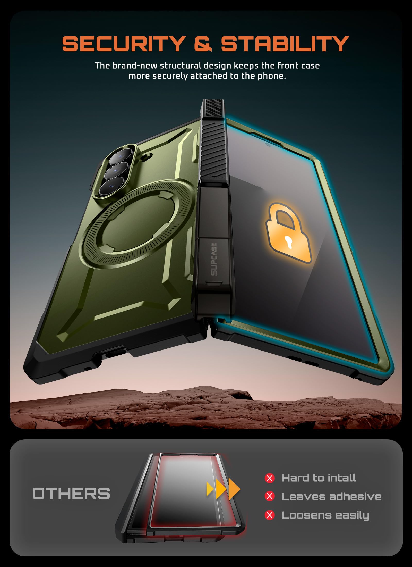 Funda Magnética SUPCASE Verde Protección Militar Samsung Galaxy Z Fold 7 con UBGrip y Vidrio Templado Integrado