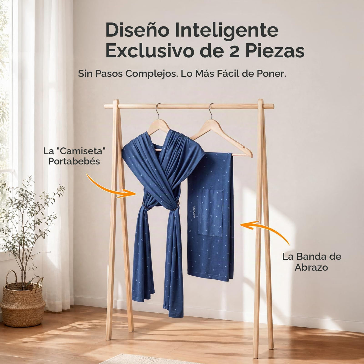 Momcozy Portabebés Envolvente para Bebé, Cargadores Ergonómicos para Infantes desde Recién Nacidos hasta Niños Pequeños de 8-35 libras, Envoltura Ajustable para Bebé que se Adapta a Adultos Tallas