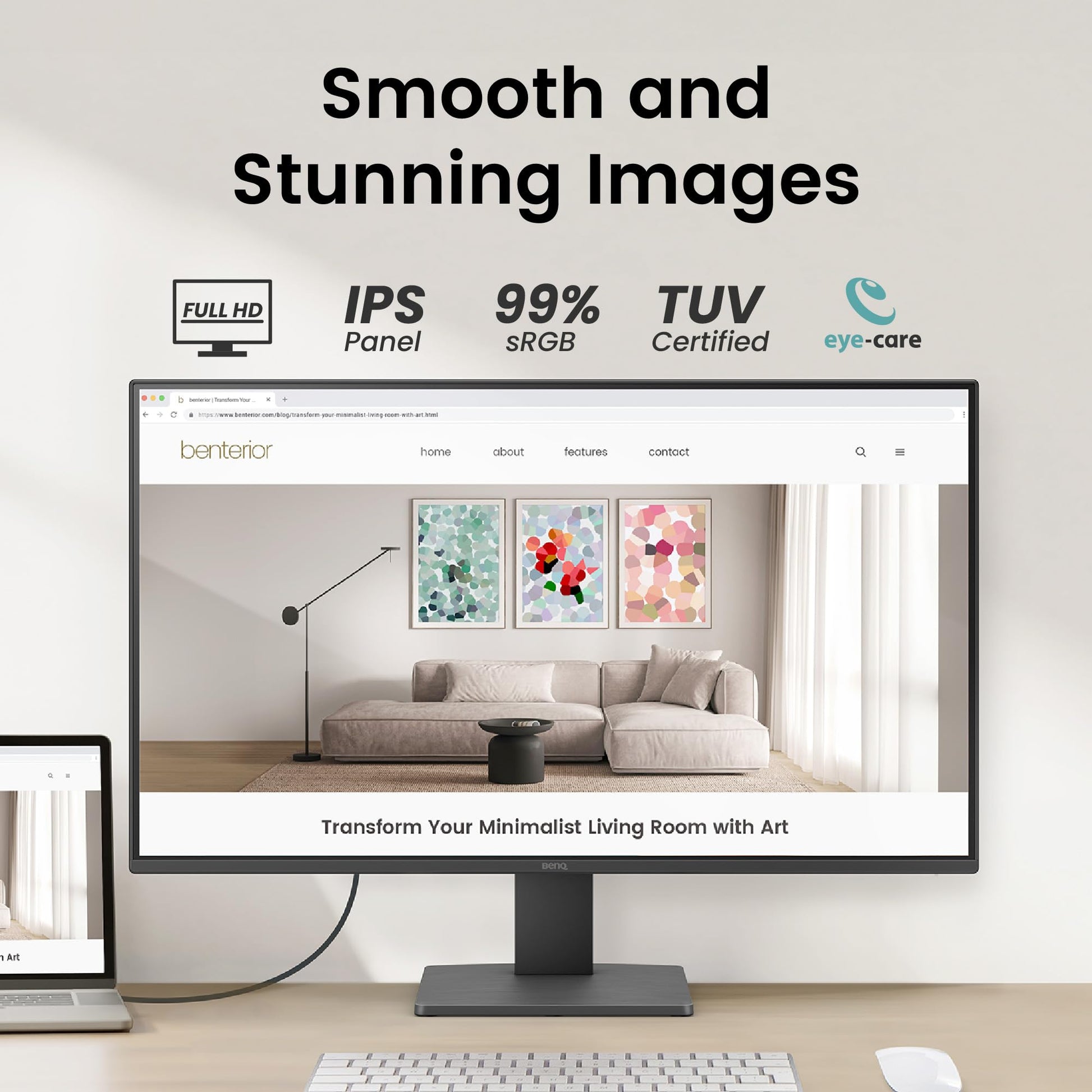 BenQ Monitor GW2791 27” 1080p FHD 100Hz IPS HDMI DP Tecnologías para el Cuidado de la Vista Bisel Ultra Delgado Software Eye-Care U