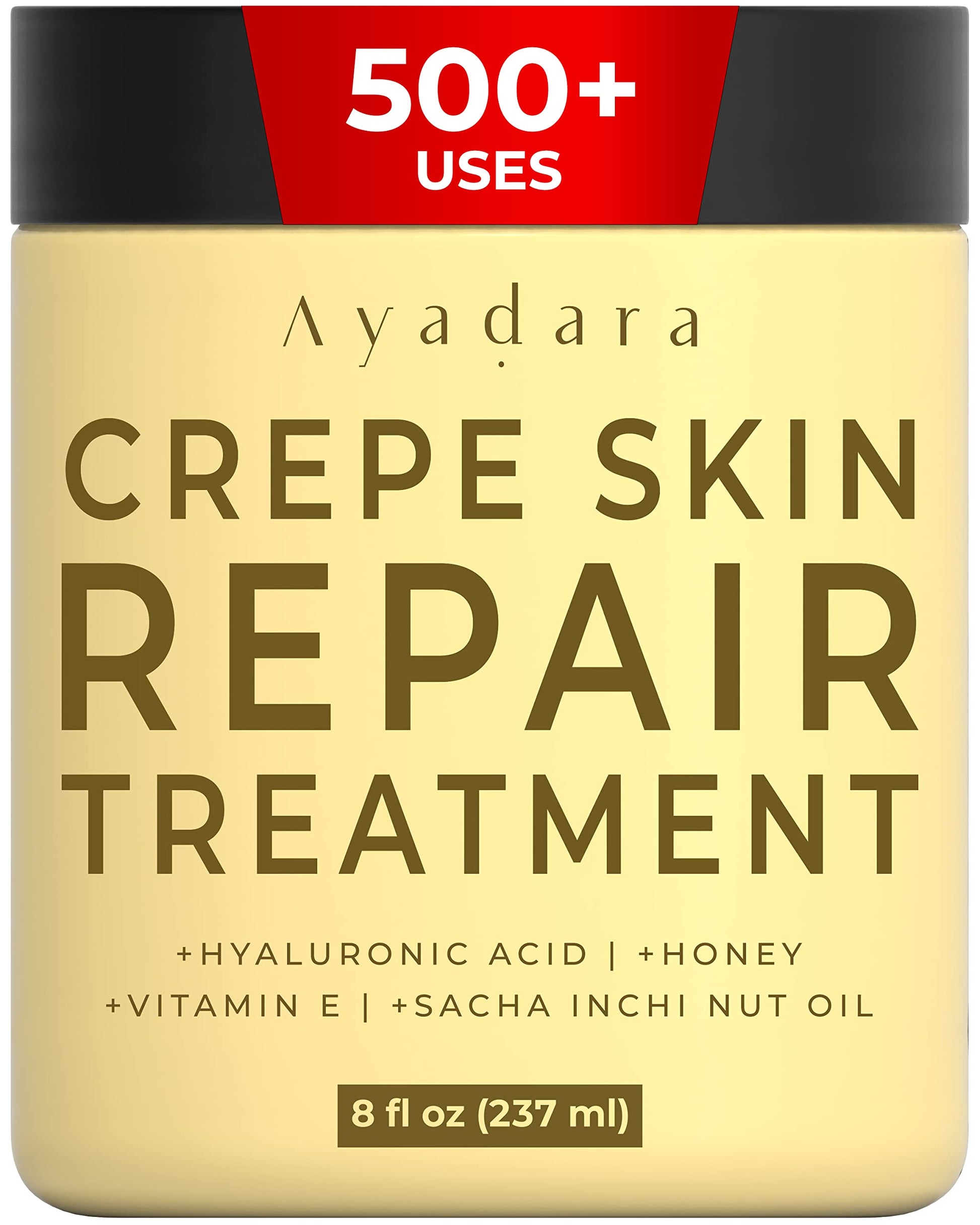 Ayadara Crepey Tratamiento reparador de la piel para brazos y piernas, crema reafirmante de ácido hialurónico para el cuello, crema antiarrugas para la cara, 8 onzas líquidas (237 ml)