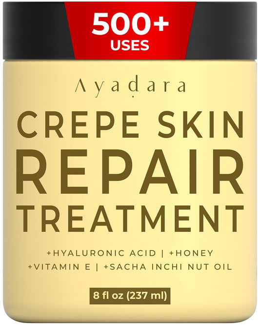 Ayadara Crepey Tratamiento reparador de la piel para brazos y piernas, crema reafirmante de ácido hialurónico para el cuello, crema antiarrugas para la cara, 8 onzas líquidas (237 ml)