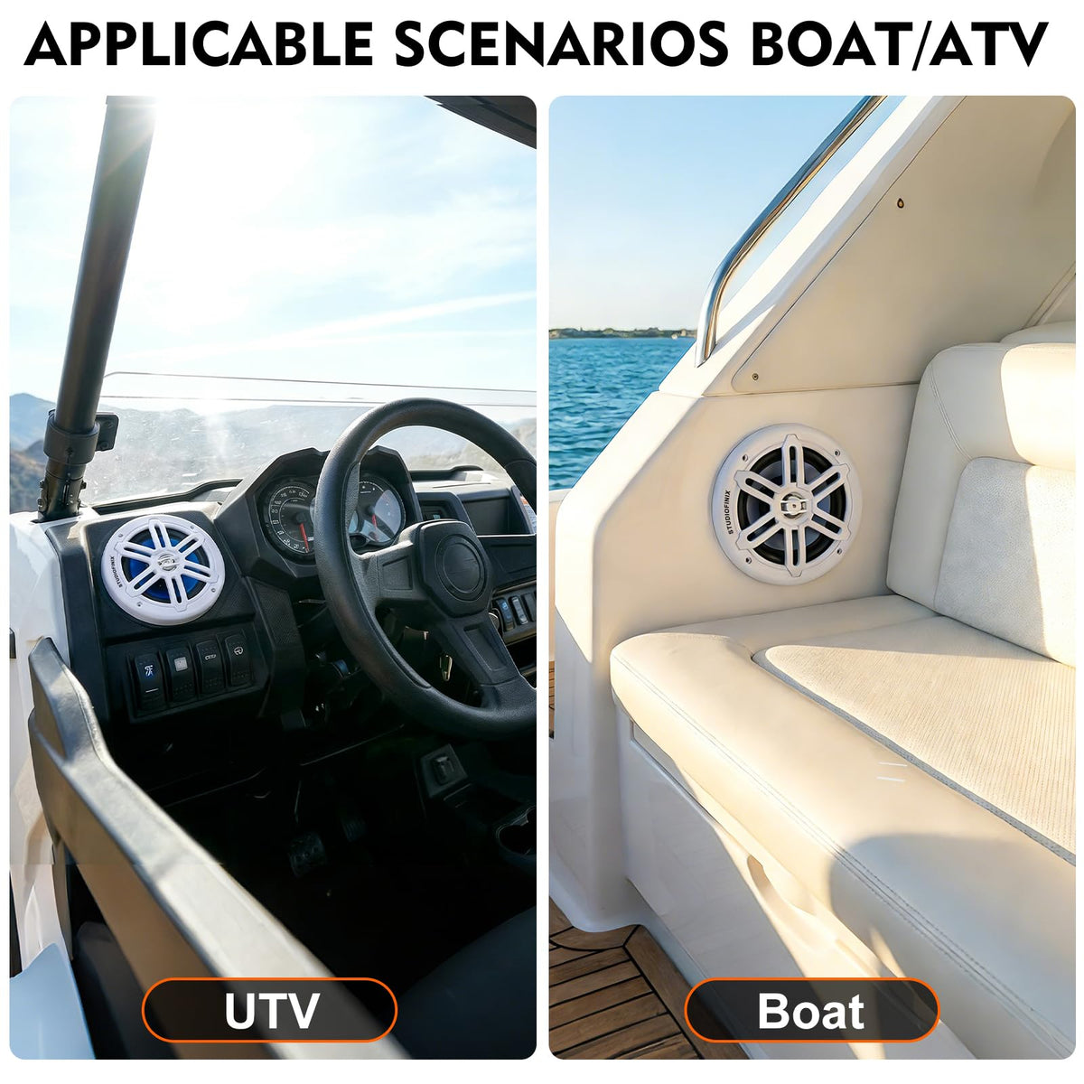 Altavoces Marinos Studiofinix Blanco 700W 6,5 Pulgadas con Luces LED Resistentes a la Intemperie
