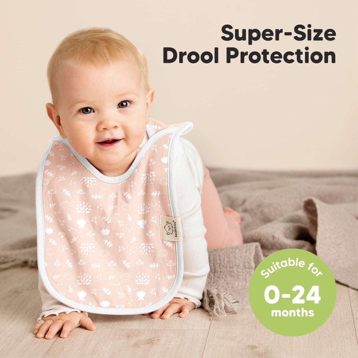 KeaBabies - Paquete de 8 baberos para bebés para niños y niñas, baberos sin botones para la dentición, bebé niña y niño pequeño, recién nacido, suave y absorbente, colores bonitos, cobertura grande