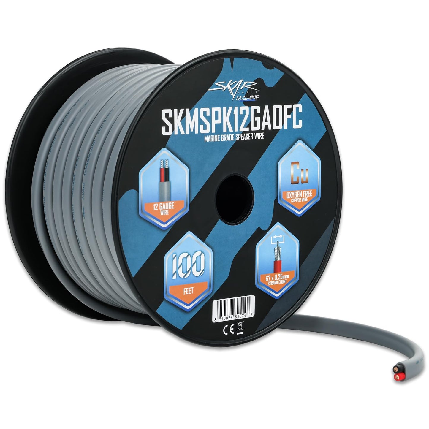 Skar Audio - Cable de altavoz de audio OFC, calibre 12 (AWG) Elite Marine Grade sin oxígeno, cobre estañado - 100 pies