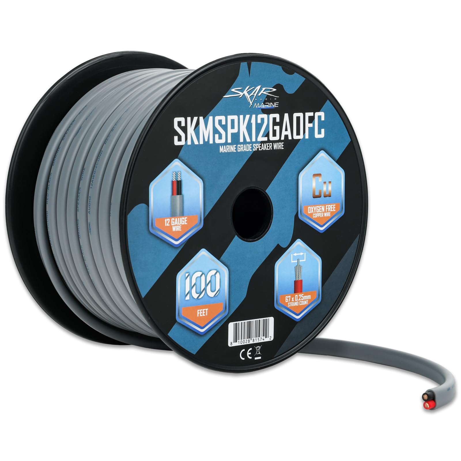 Skar Audio - Cable de altavoz de audio OFC, calibre 12 (AWG) Elite Marine Grade sin oxígeno, cobre estañado - 100 pies