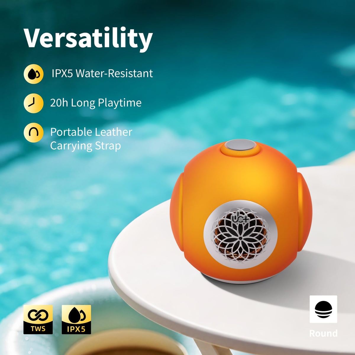 Altavoz Bluetooth Portátil UB+ Sunrise con Graves Duales y Sonido Estéreo para Uso al Aire Libre y de Viaje