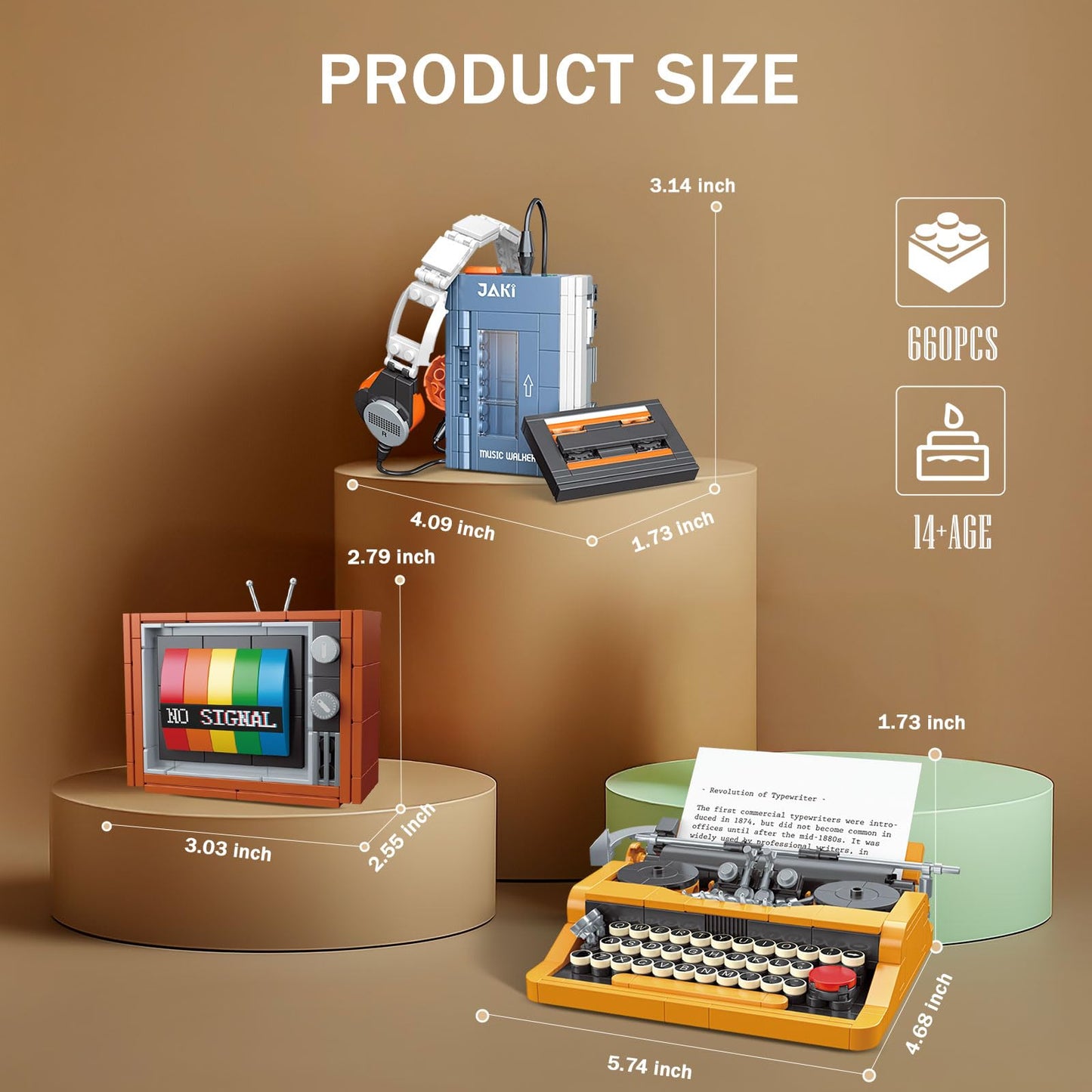 Brihappen - Kit de construcción de televisión Walkman para máquina de escribir