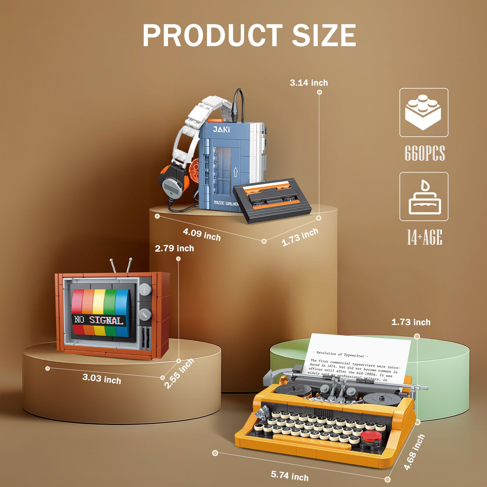 Brihappen - Kit de construcción de televisión Walkman para máquina de escribir